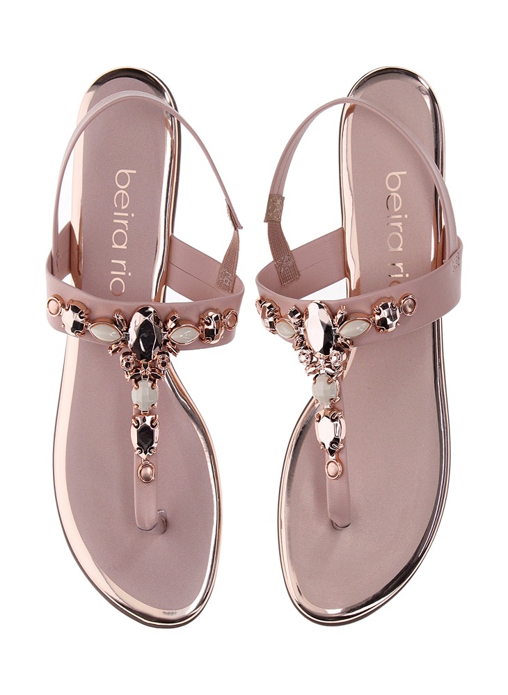 Pink Embellished Flat Sandals