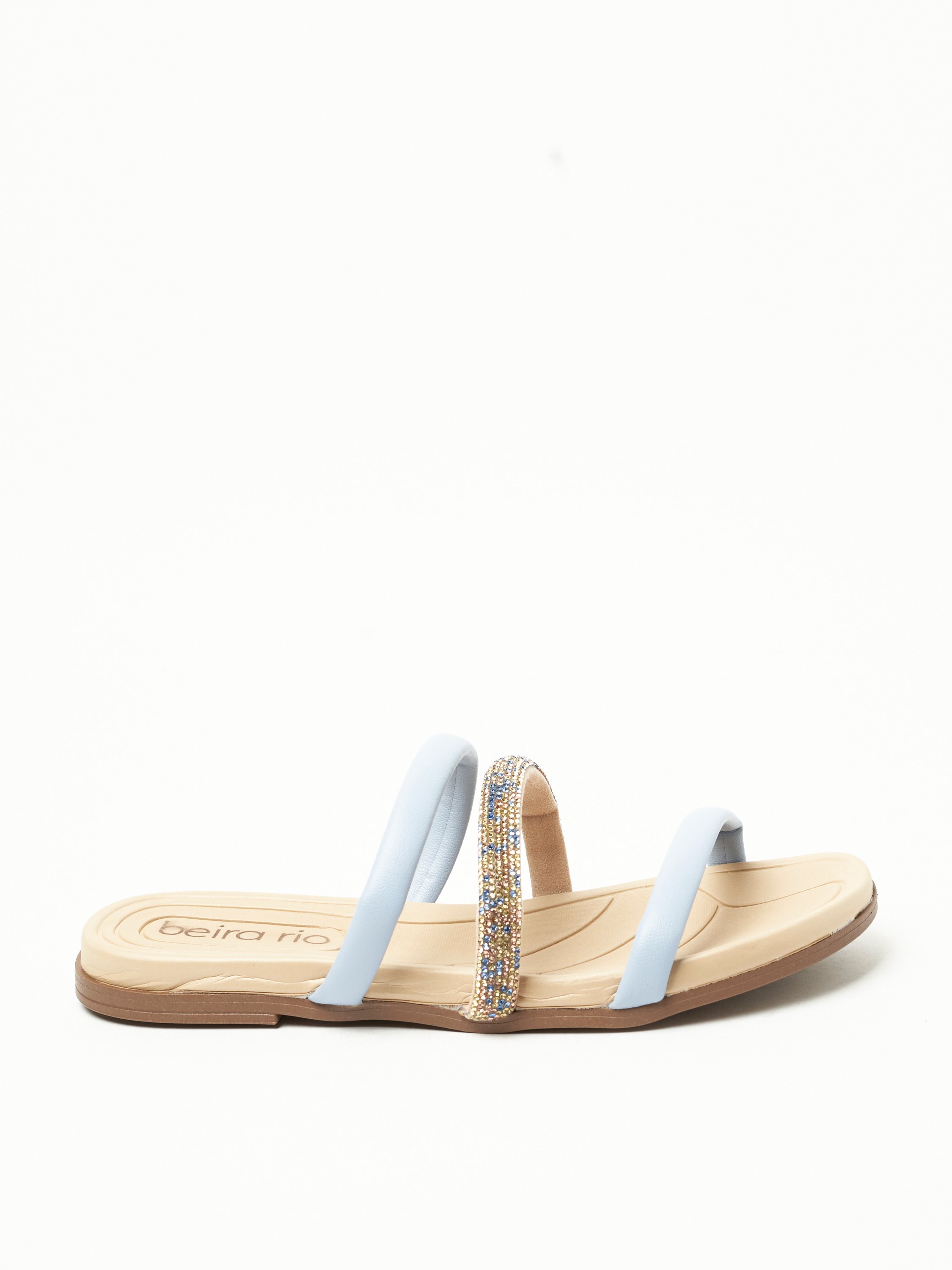 Cream Embellished Strap Flat Sandals