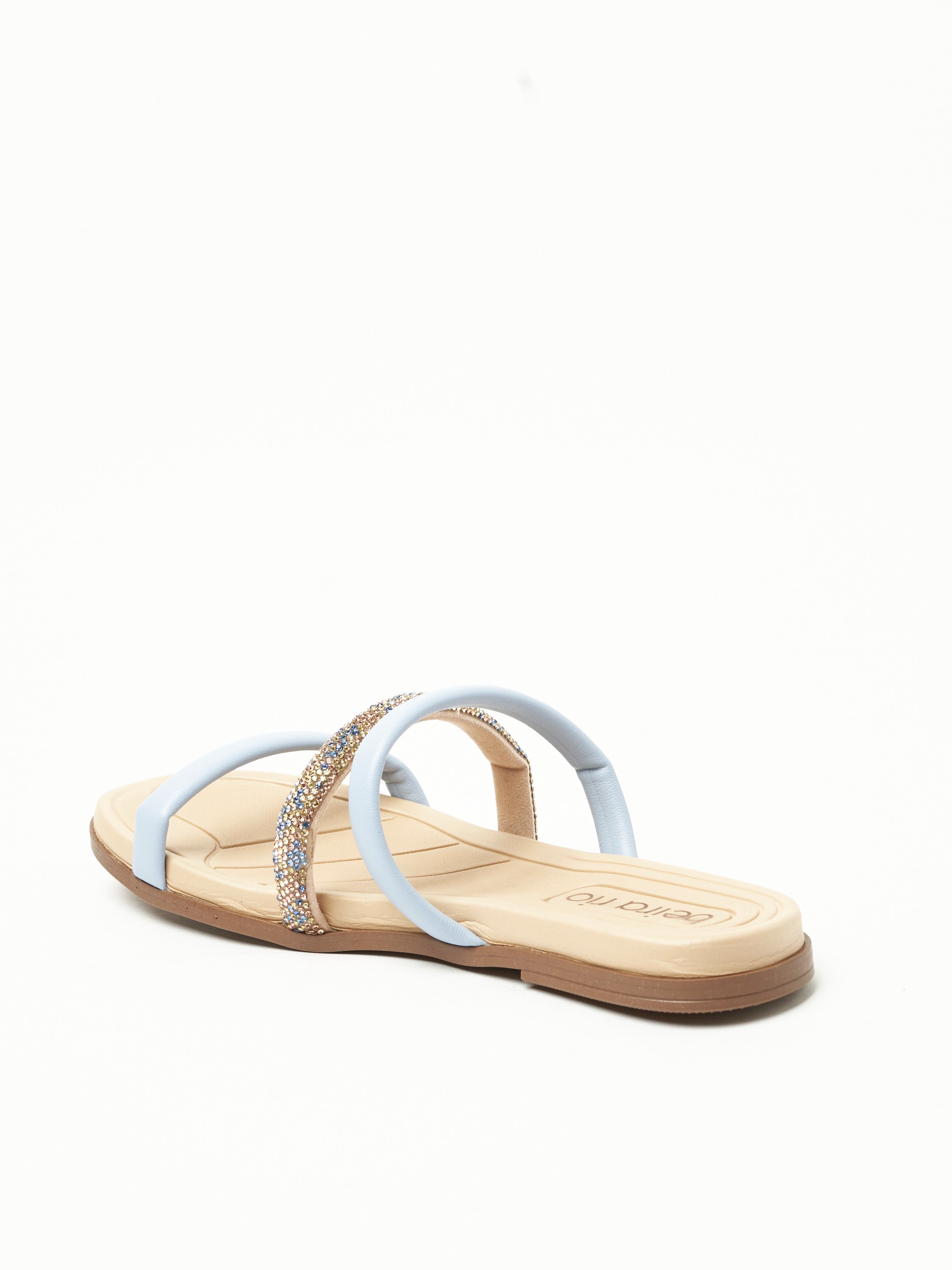 Cream Embellished Strap Flat Sandals