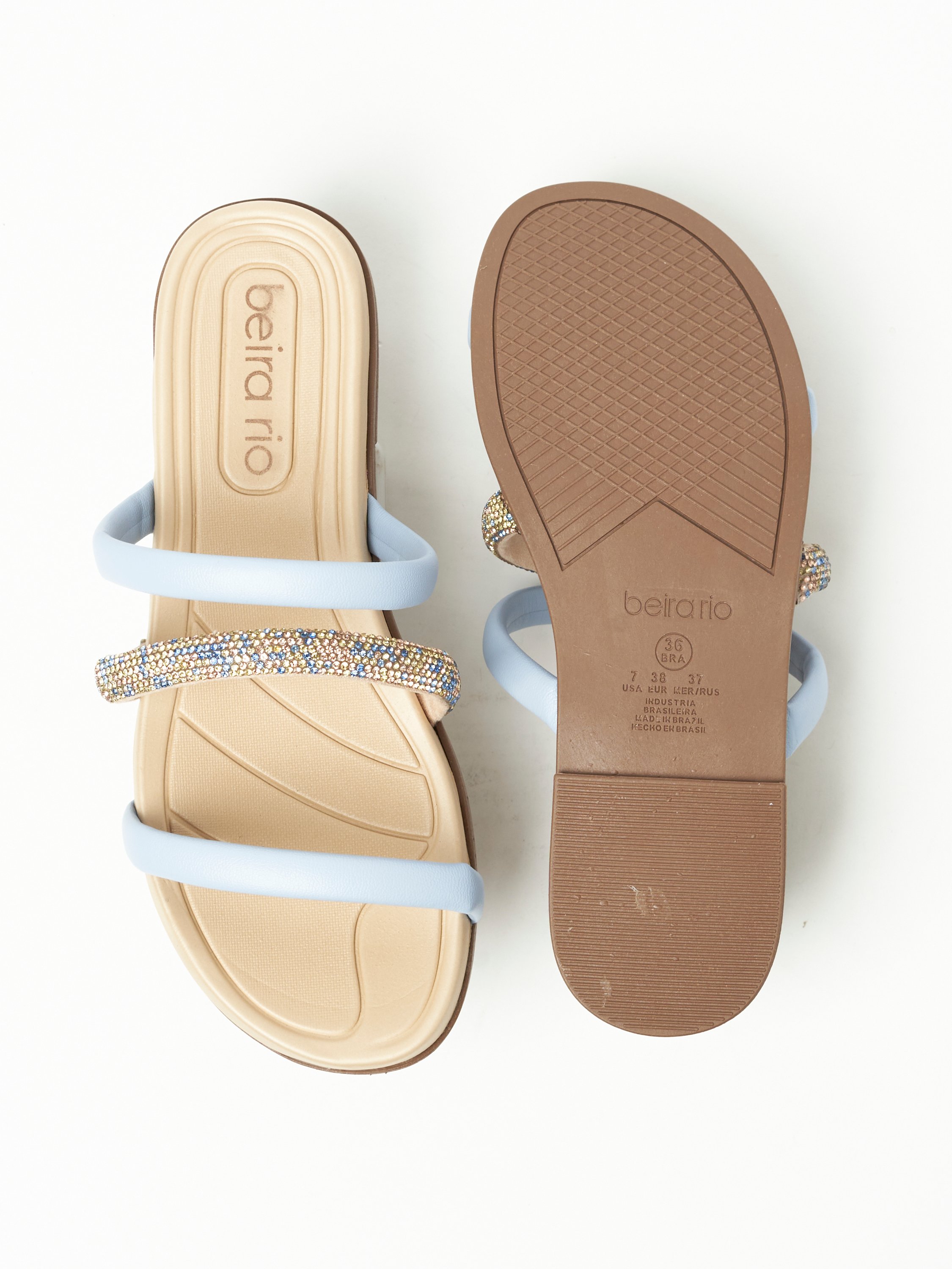 Cream Embellished Strap Flat Sandals