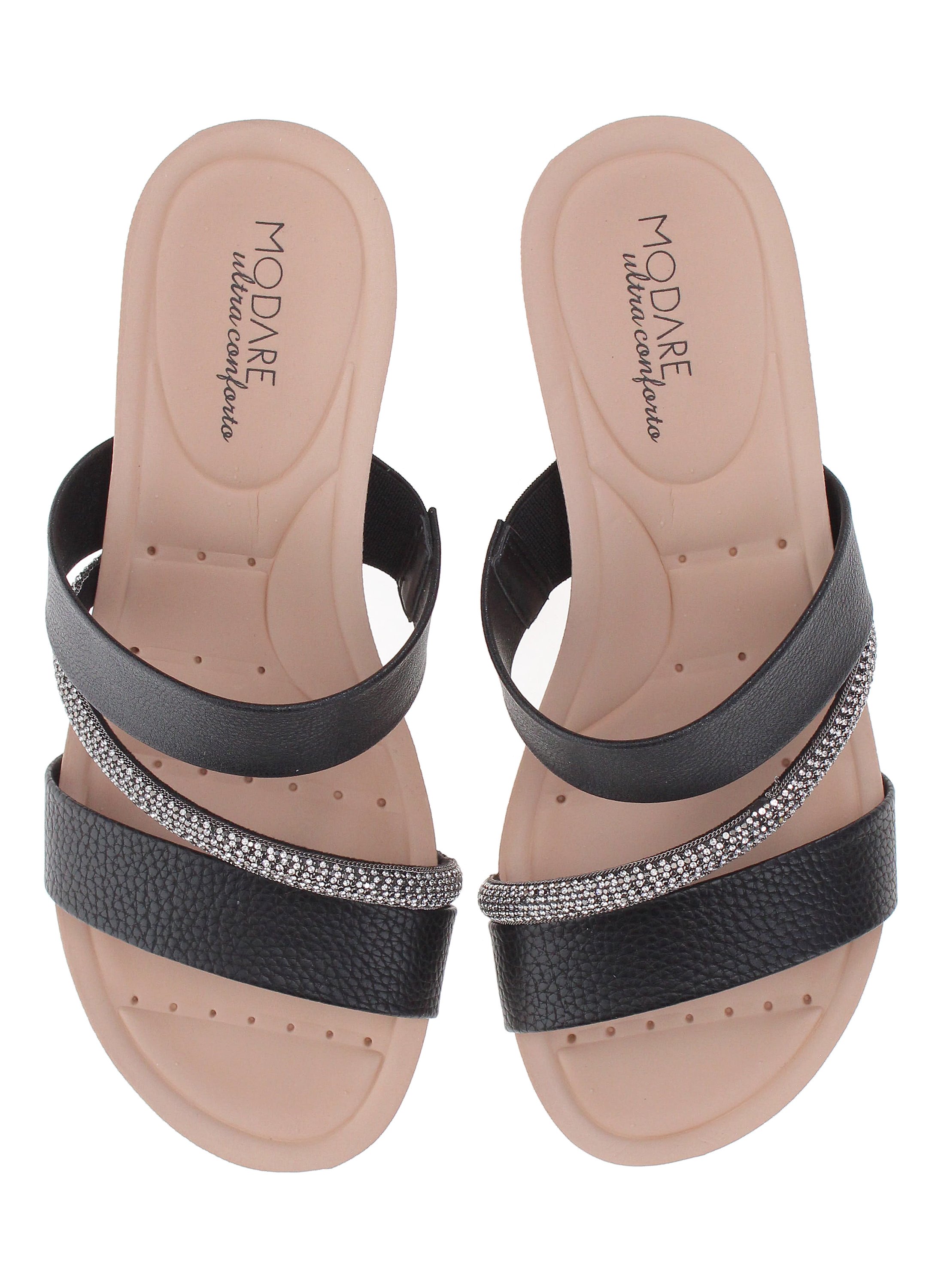 Black Slip-On Flat Sandals
