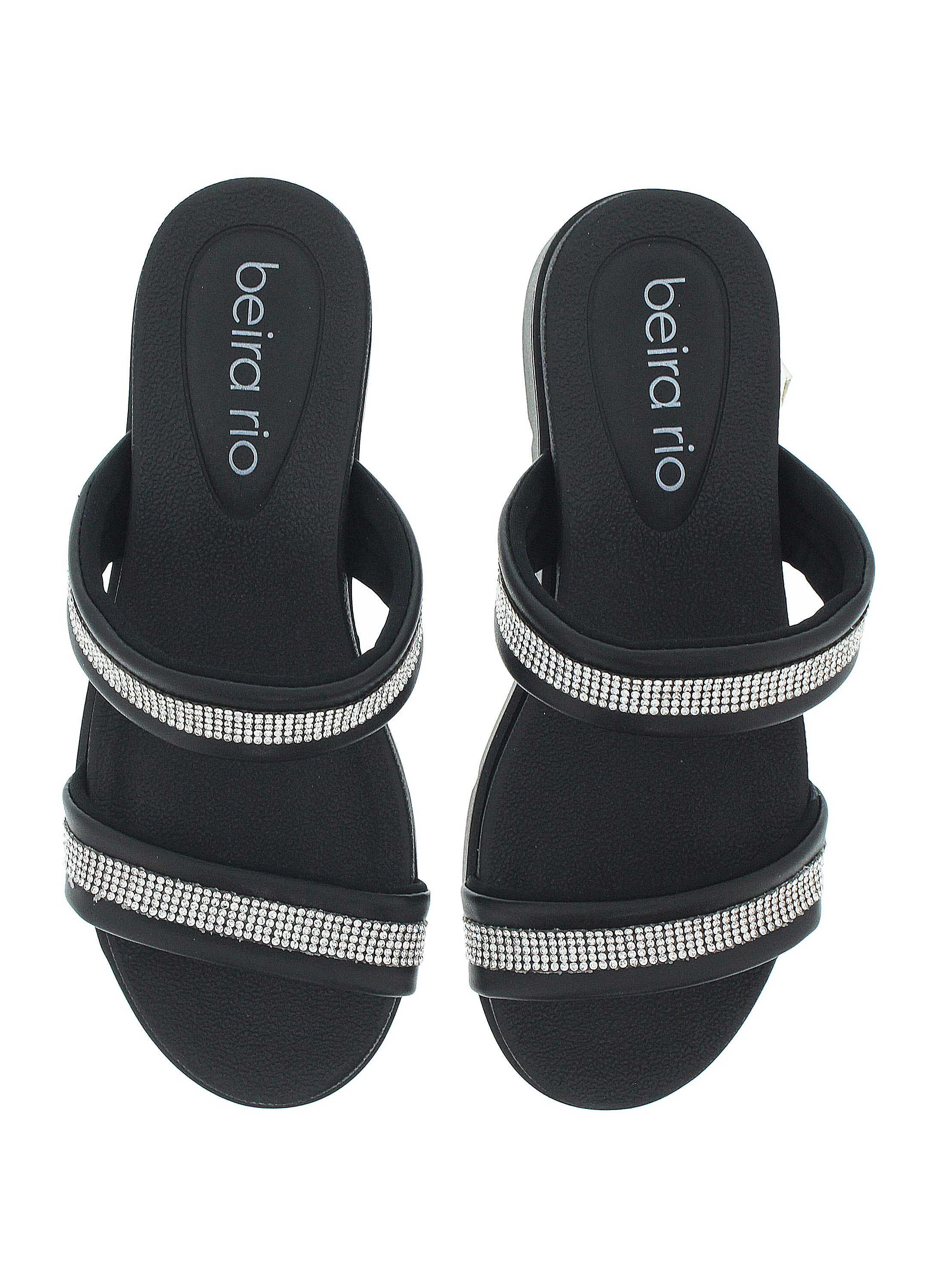 Black Embellished Slip-On Flat Sandals