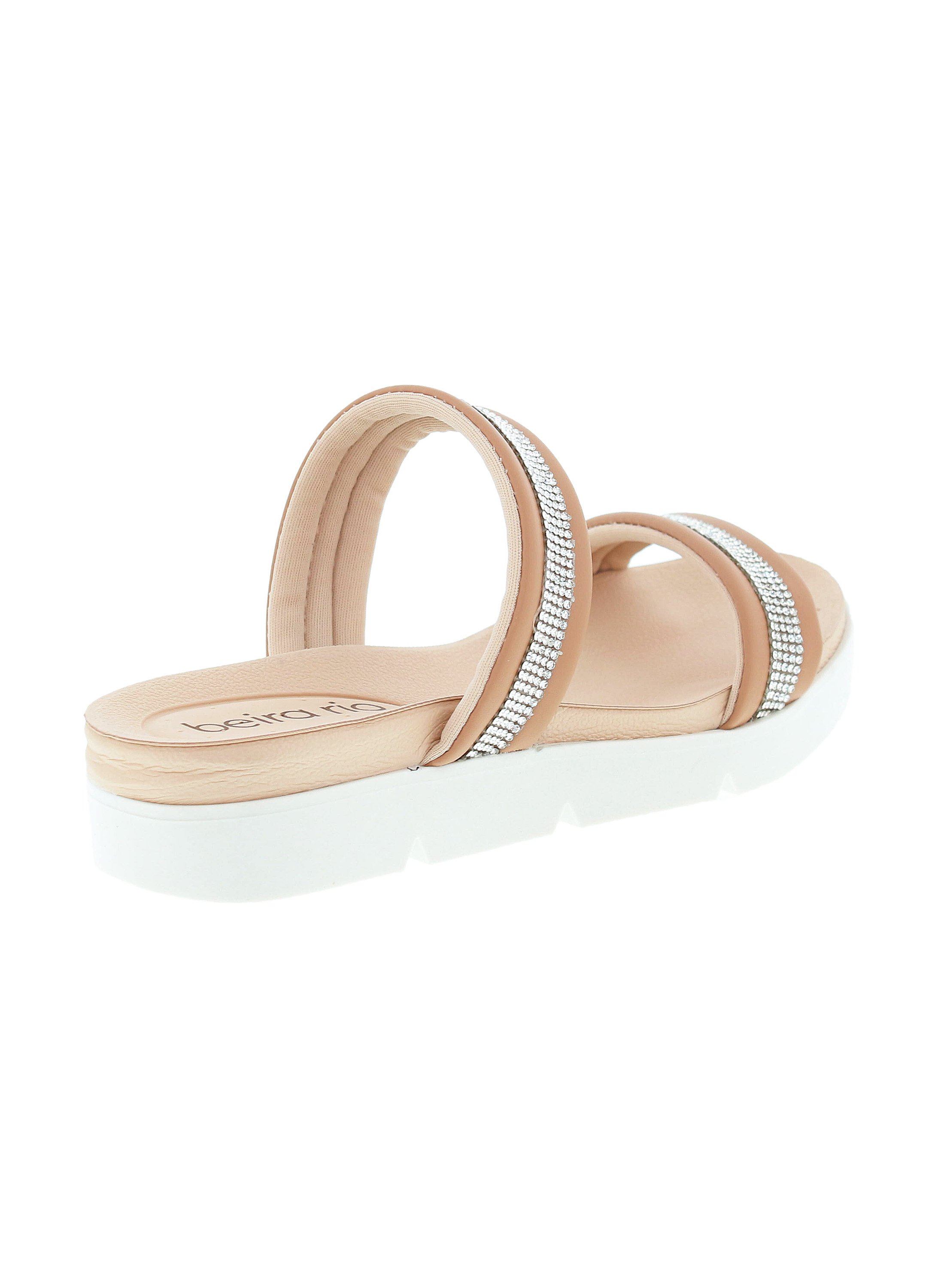 Nude Embellished Slip-On Sandals
