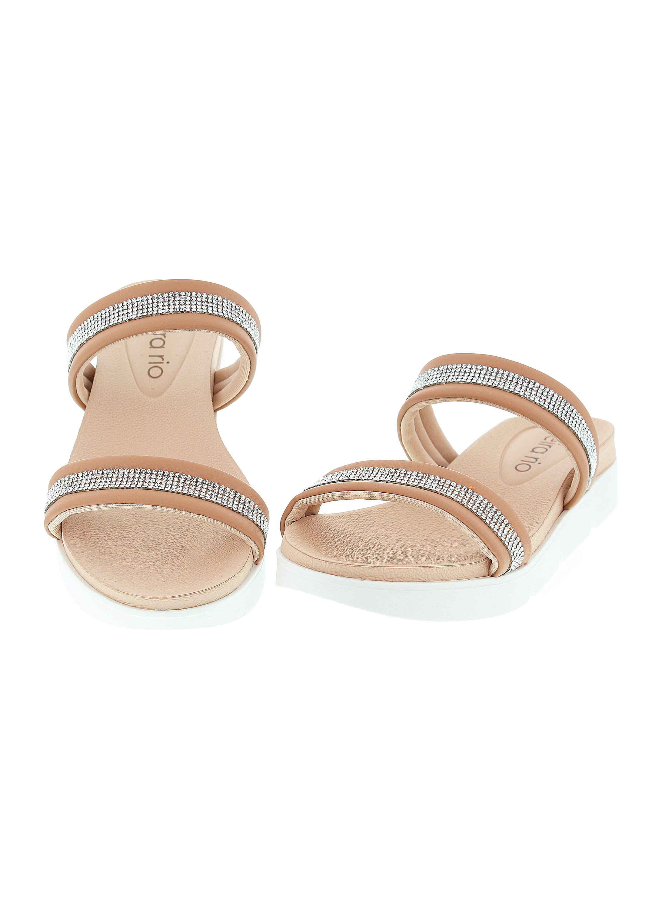 Nude Embellished Slip-On Sandals