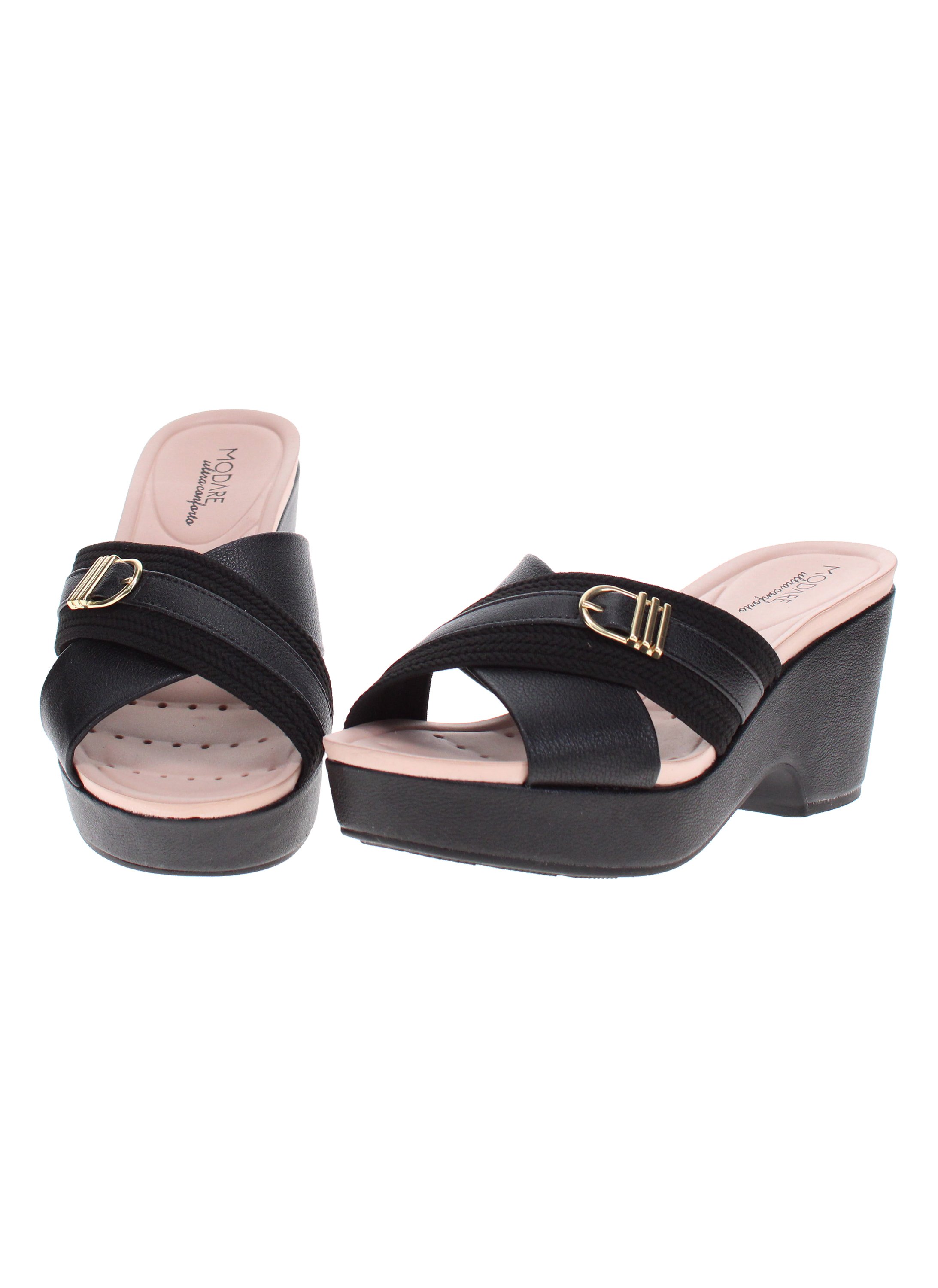 Black Comfort Slip-On Flat Sandals