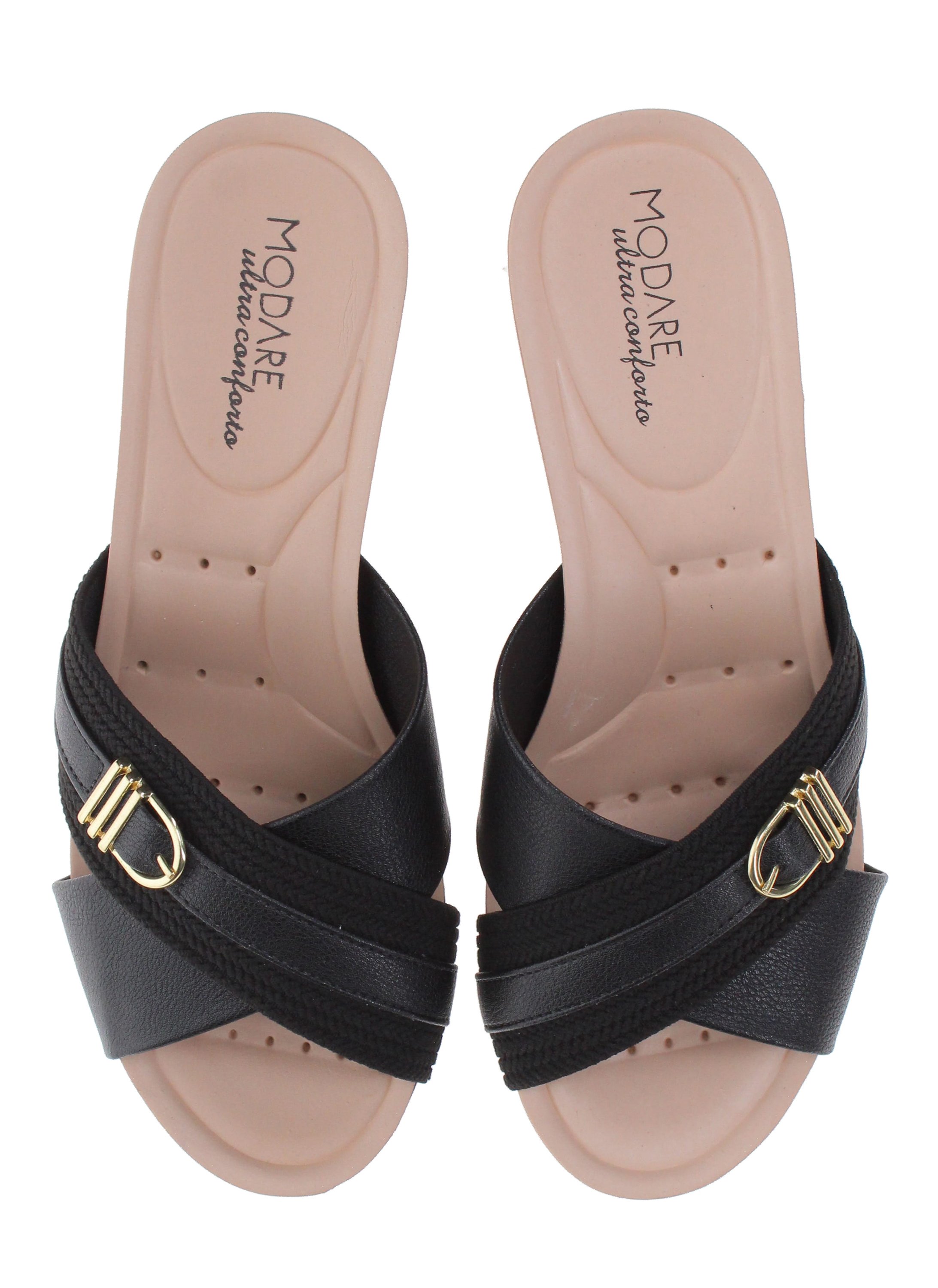Black Comfort Slip-On Flat Sandals