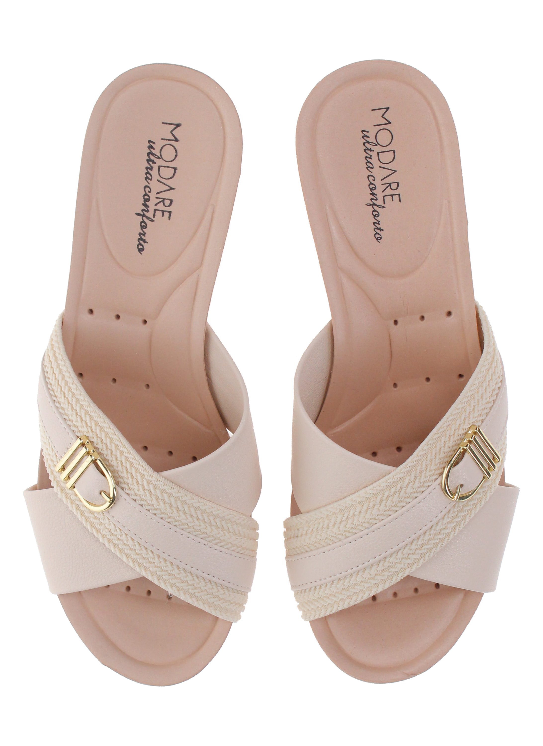 Cream Buckle Strap Sandals