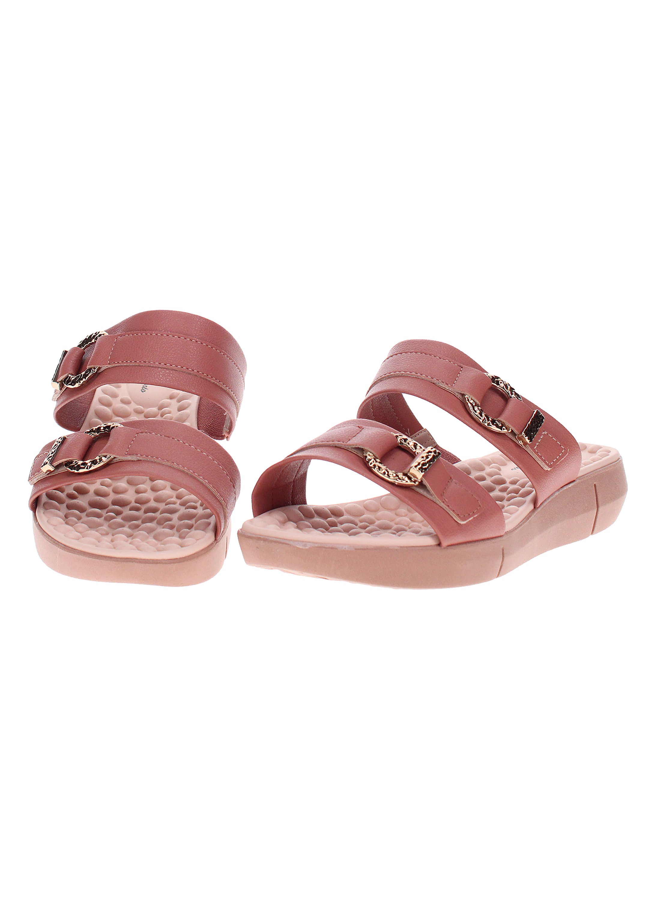 Beige Flat Slip-On Sandals