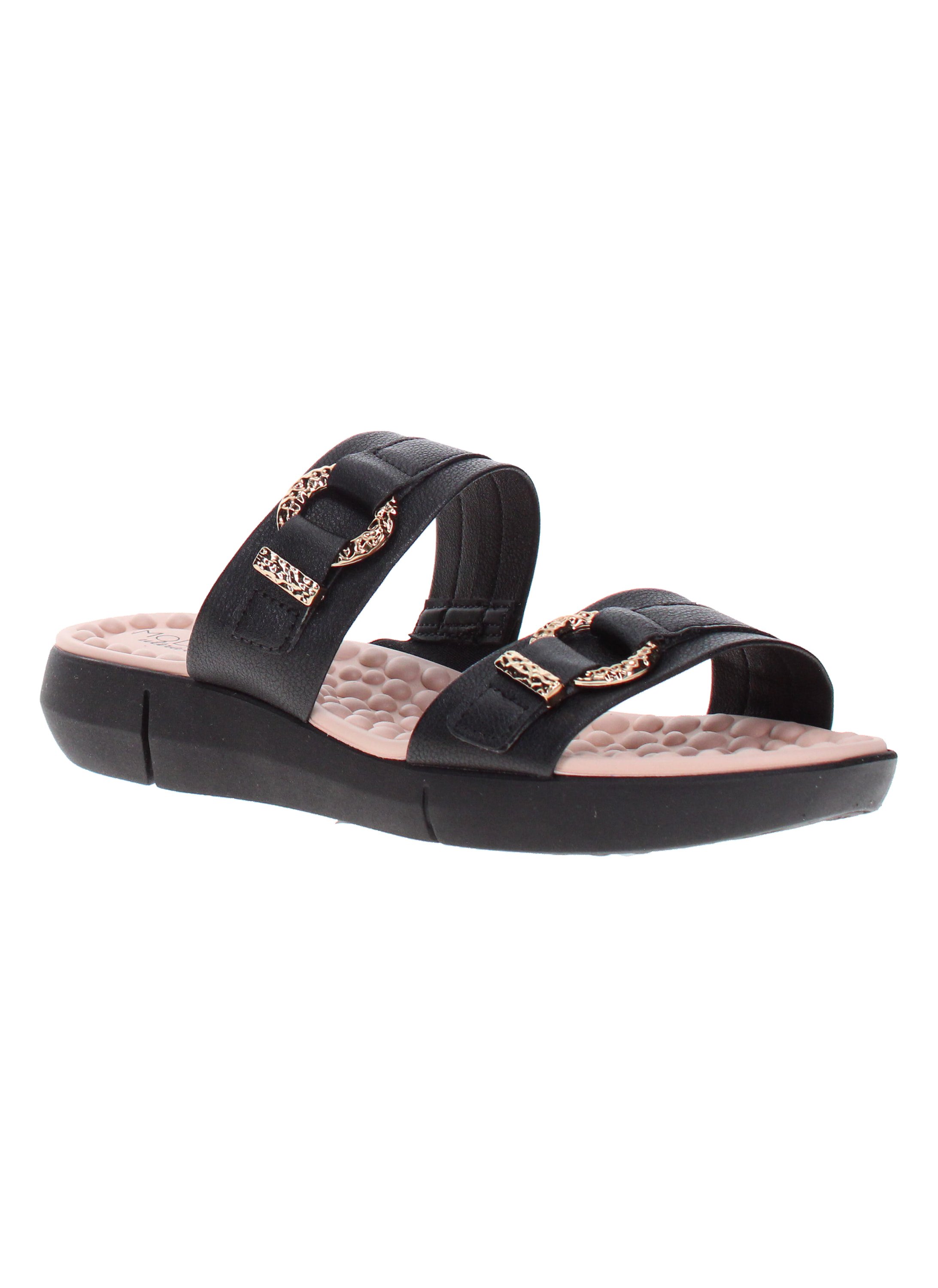 Black Flat Slip-On Sandals