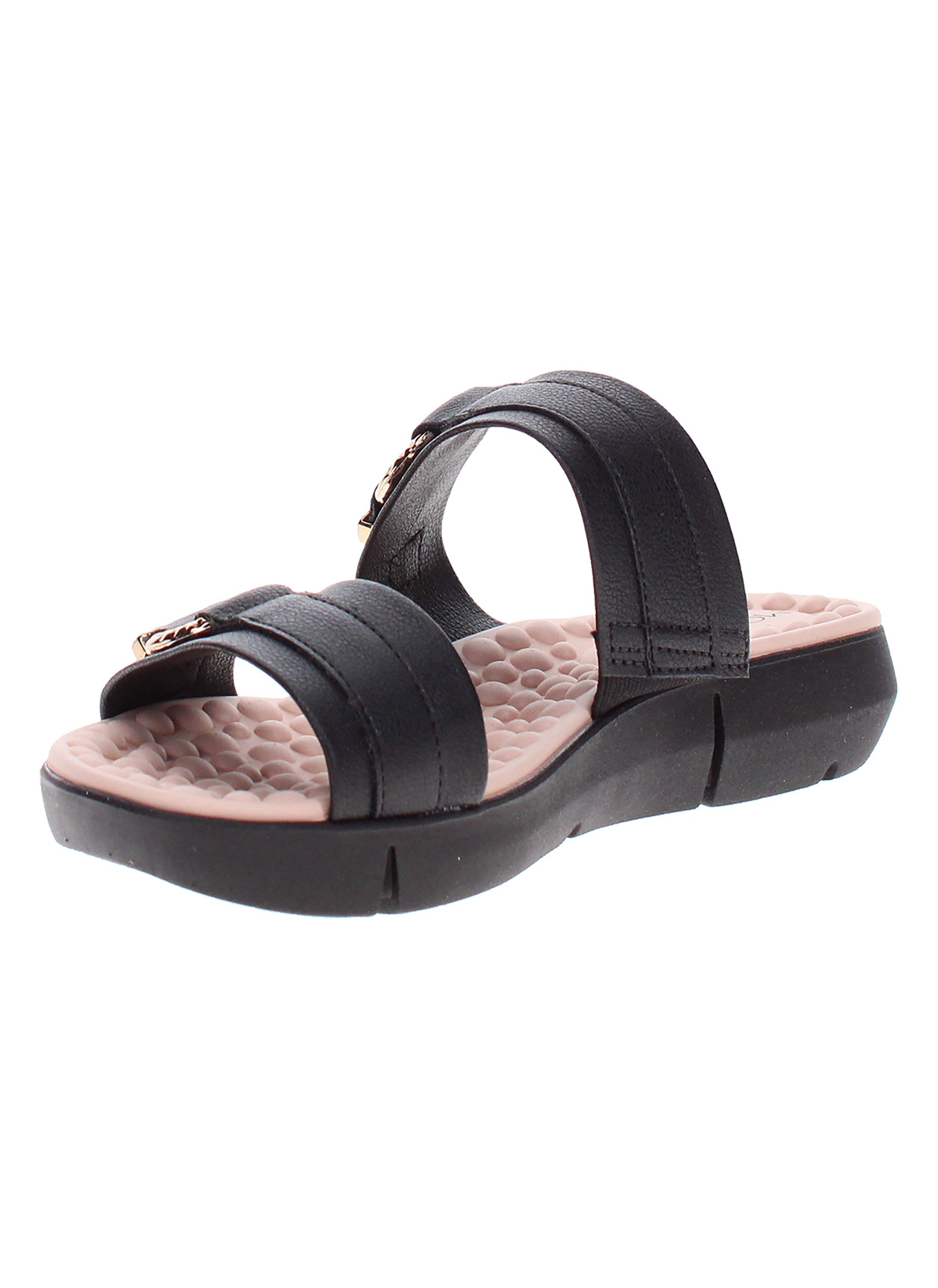 Black Flat Slip-On Sandals