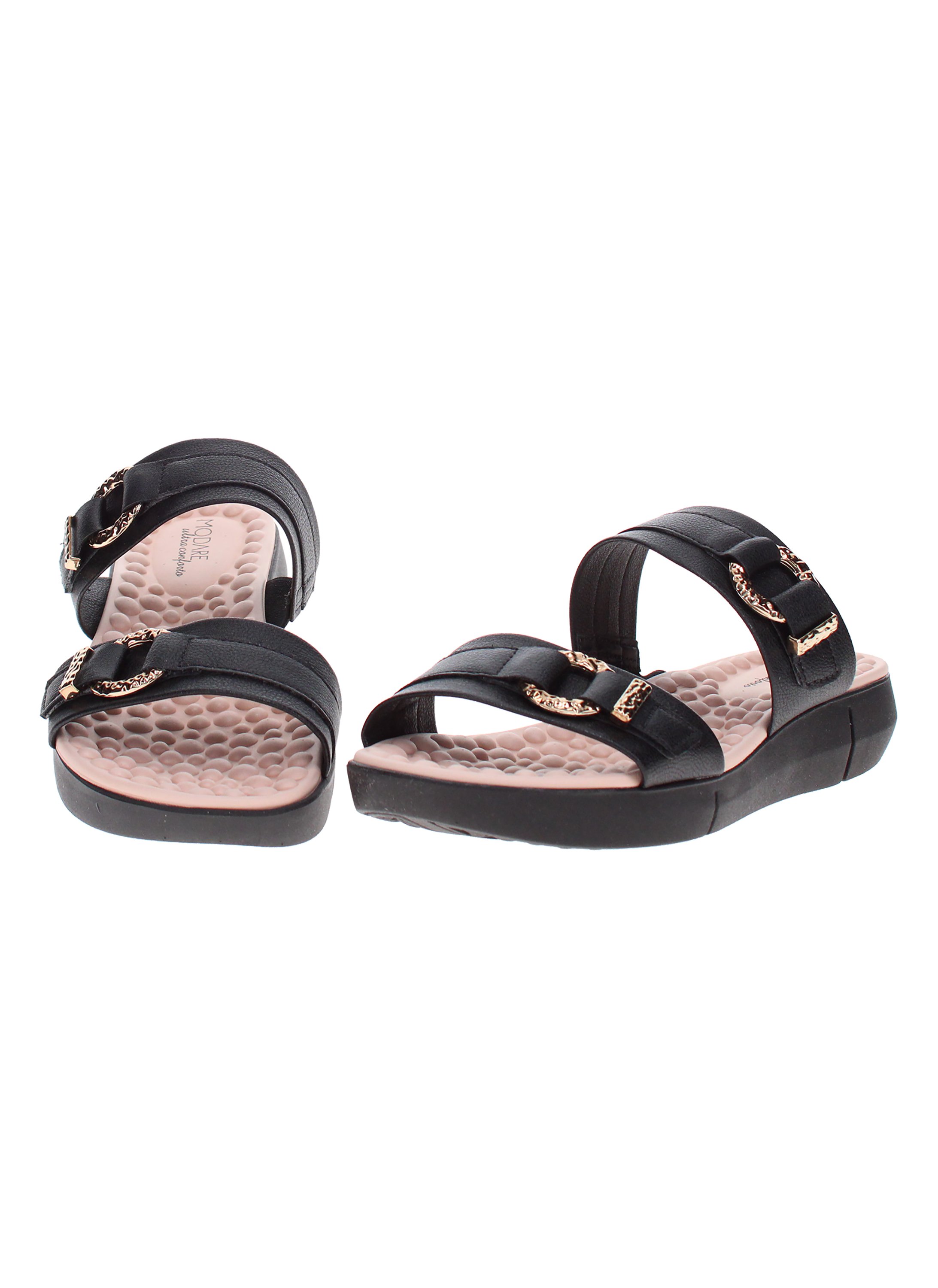 Black Flat Slip-On Sandals