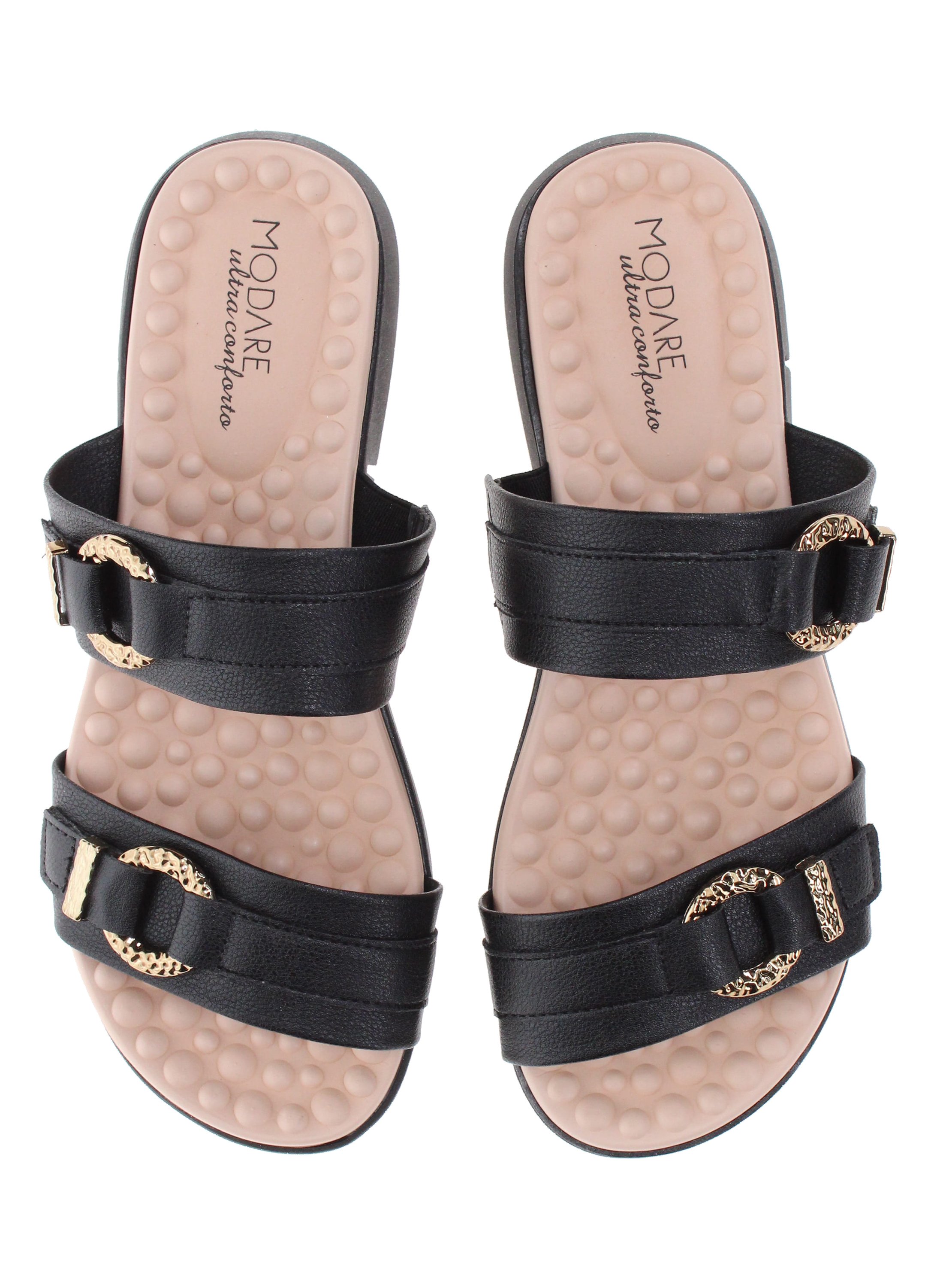 Black Flat Slip-On Sandals