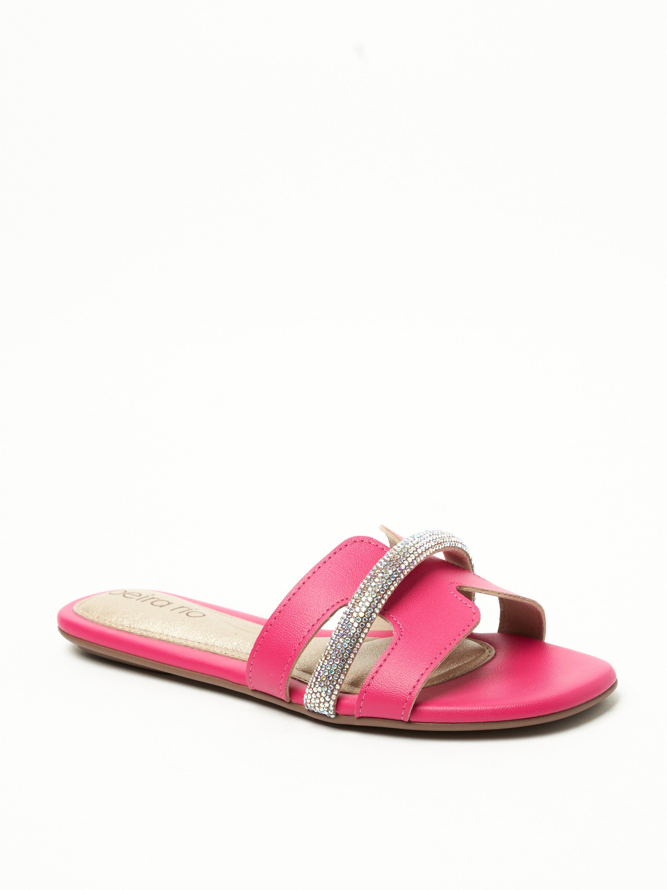 Pink Flat Slip-On Sandals with Embellishments