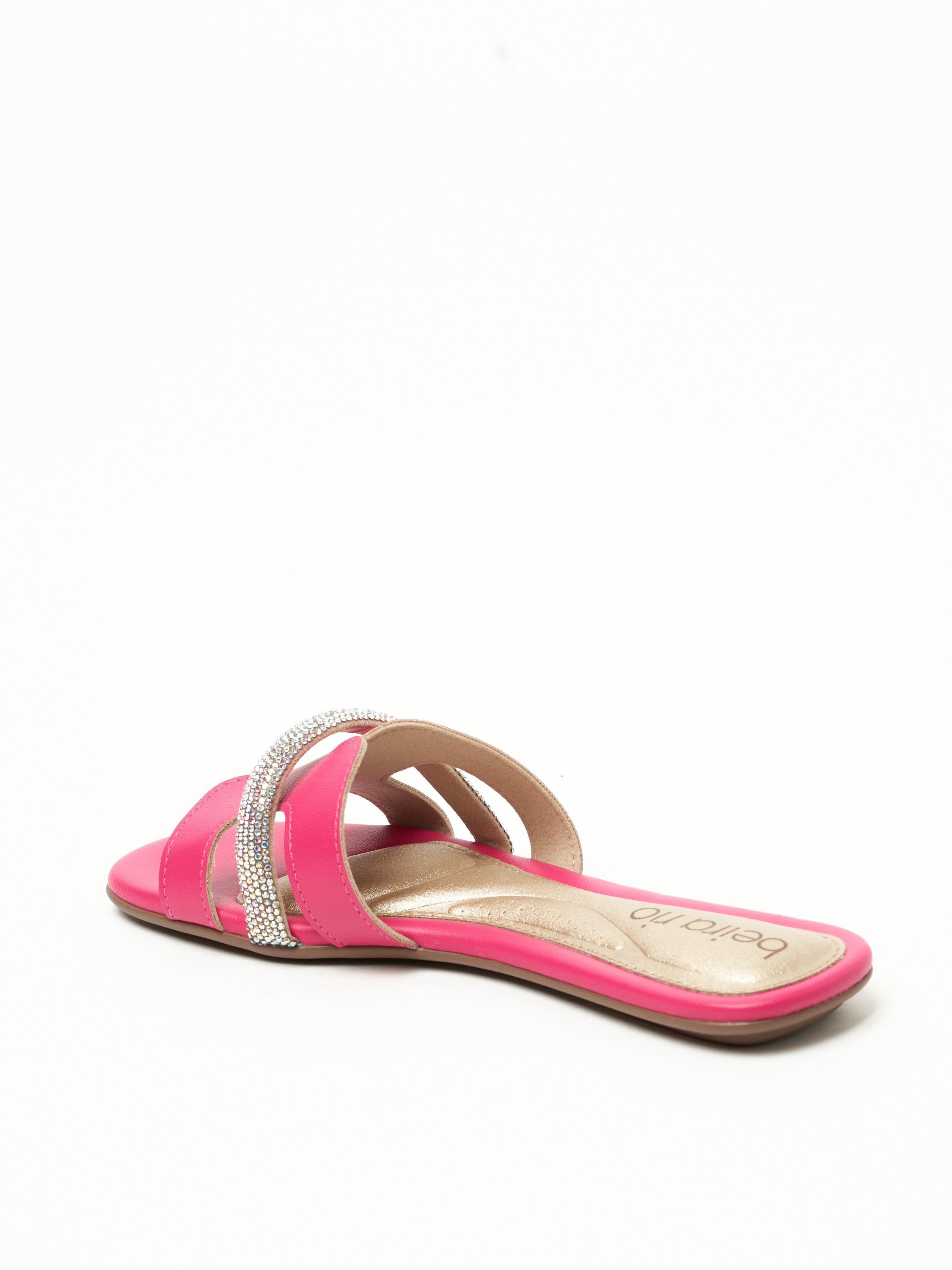 Pink Flat Slip-On Sandals with Embellishments