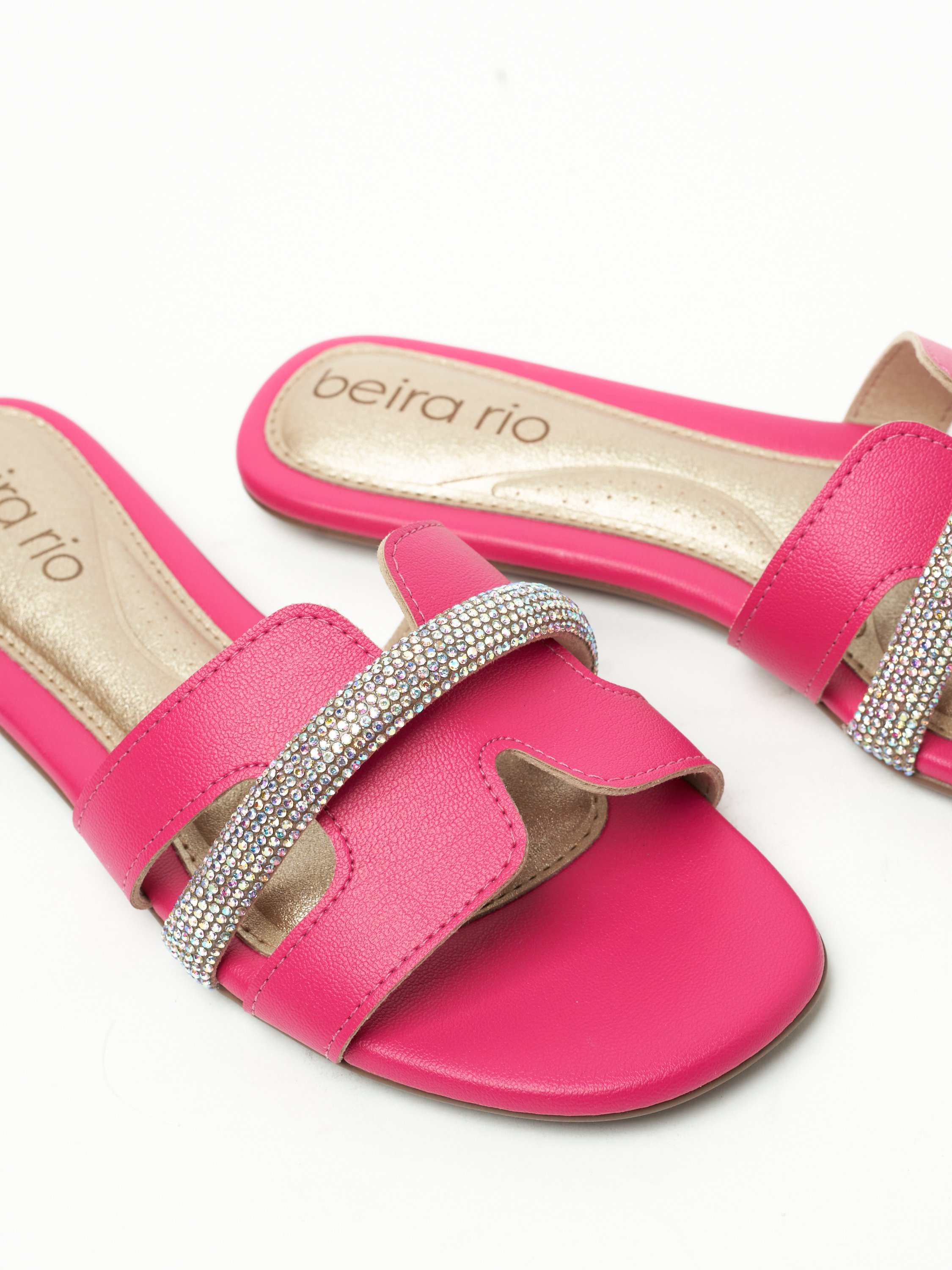 Pink Flat Slip-On Sandals with Embellishments