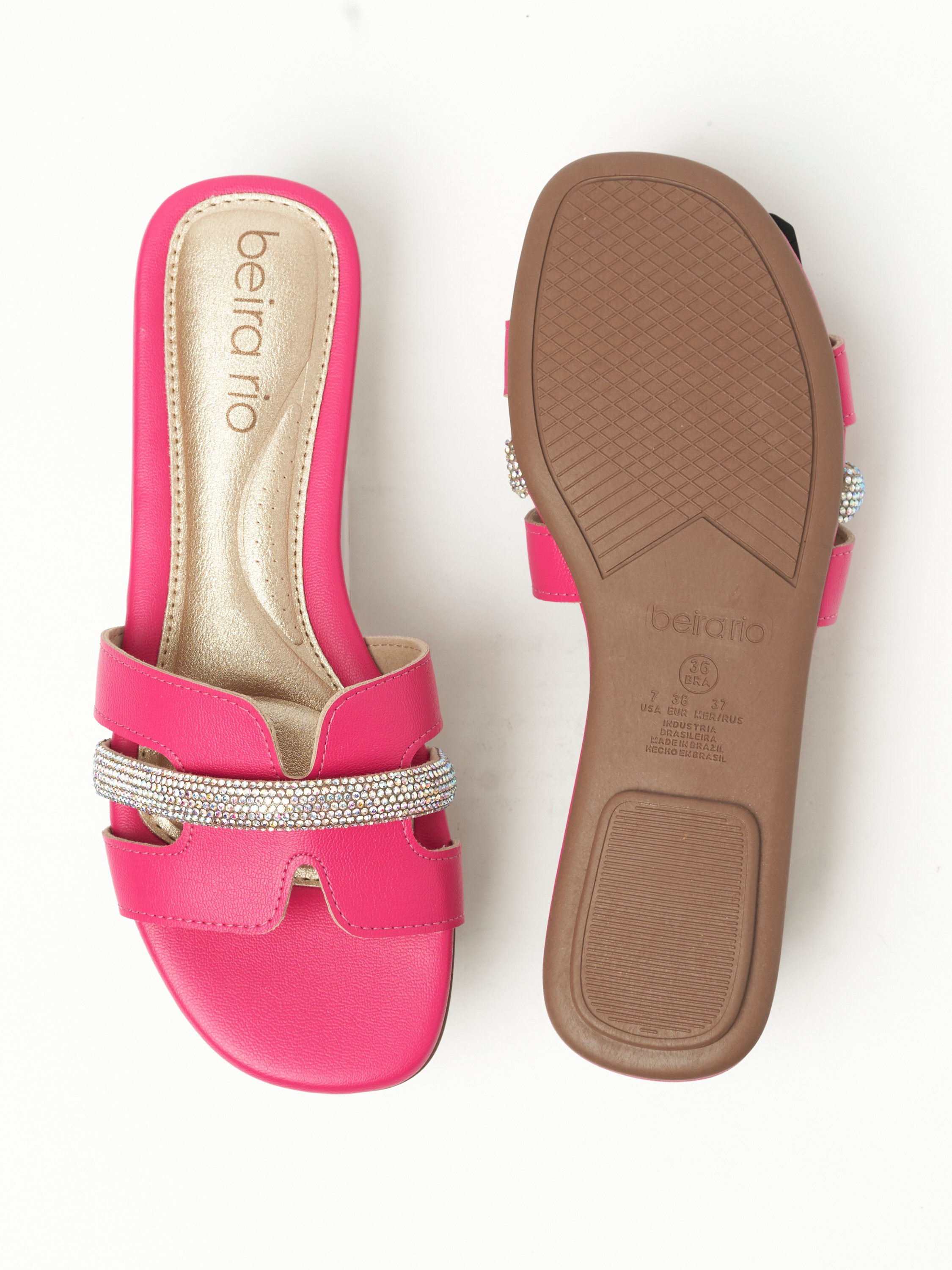 Pink Flat Slip-On Sandals with Embellishments