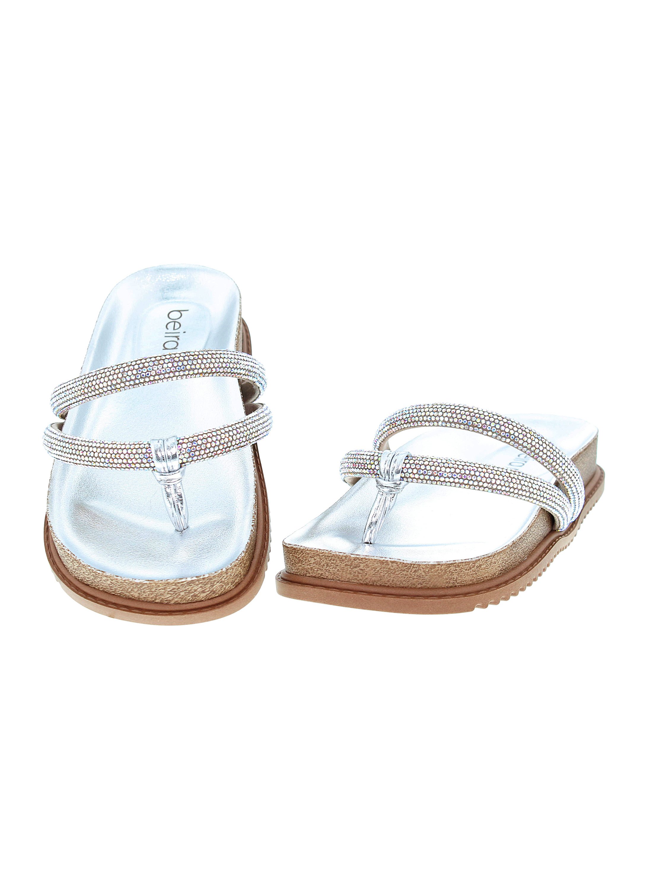 Sliver Embellished Thong Strap Sandals