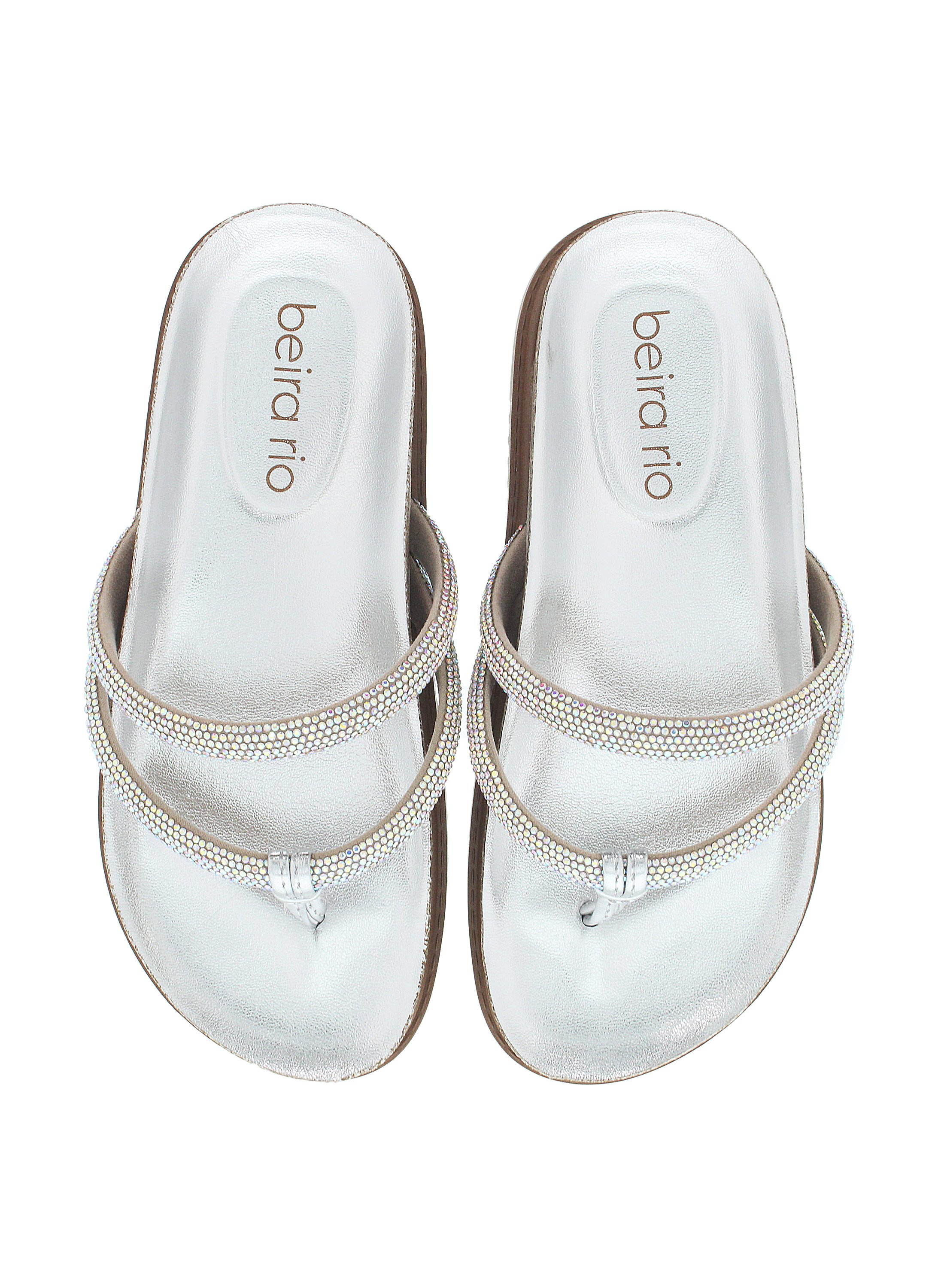 Sliver Embellished Thong Strap Sandals