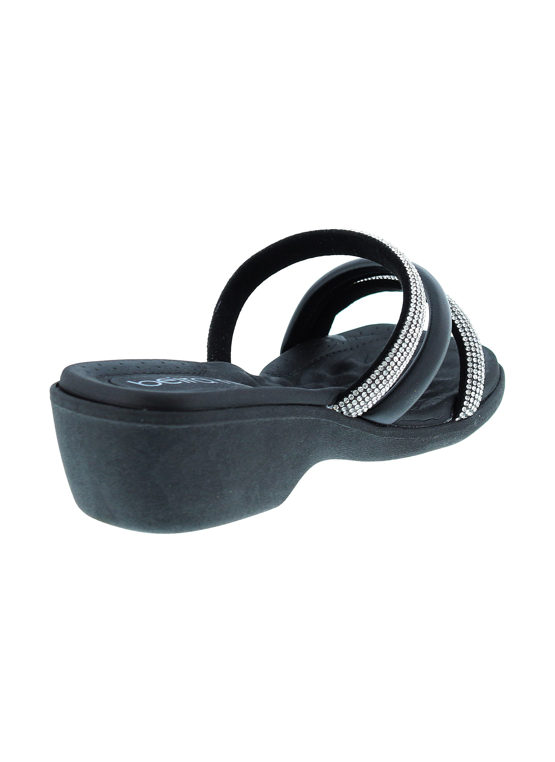 Black Embellished Slip-On Flat Sandals