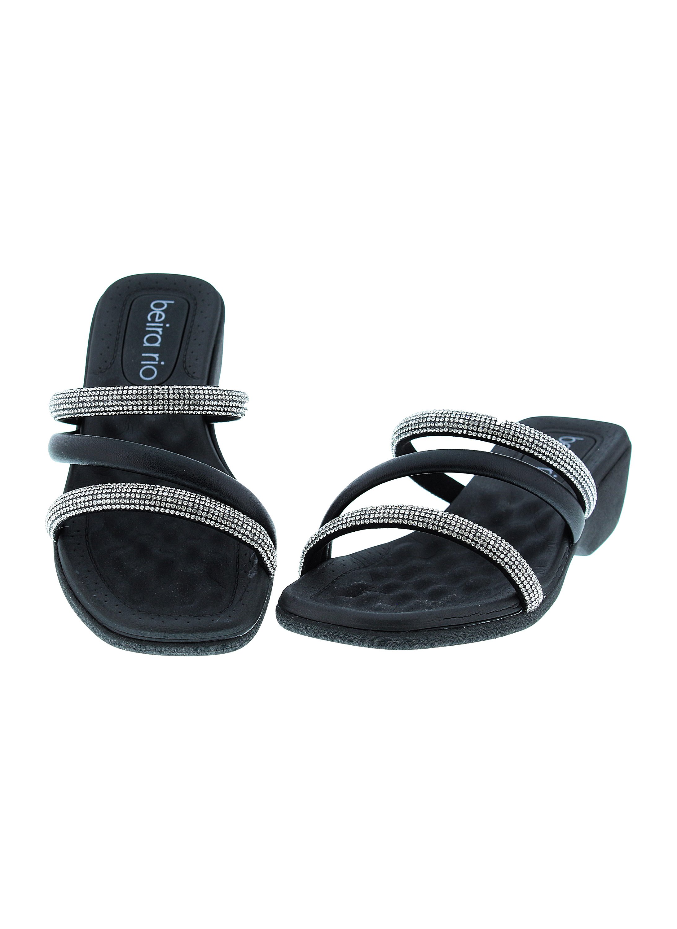 Black Embellished Slip-On Flat Sandals