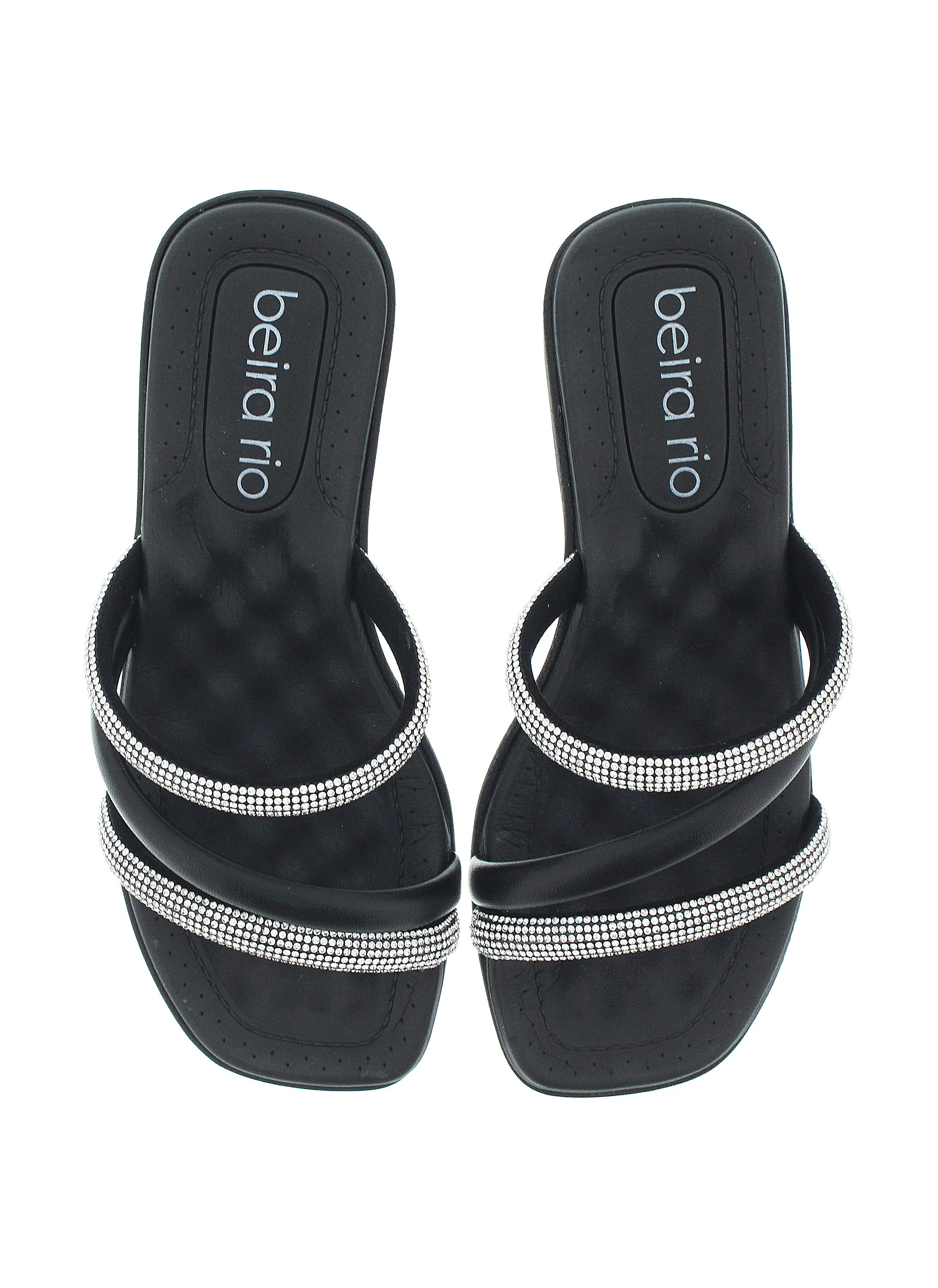 Black Embellished Slip-On Flat Sandals