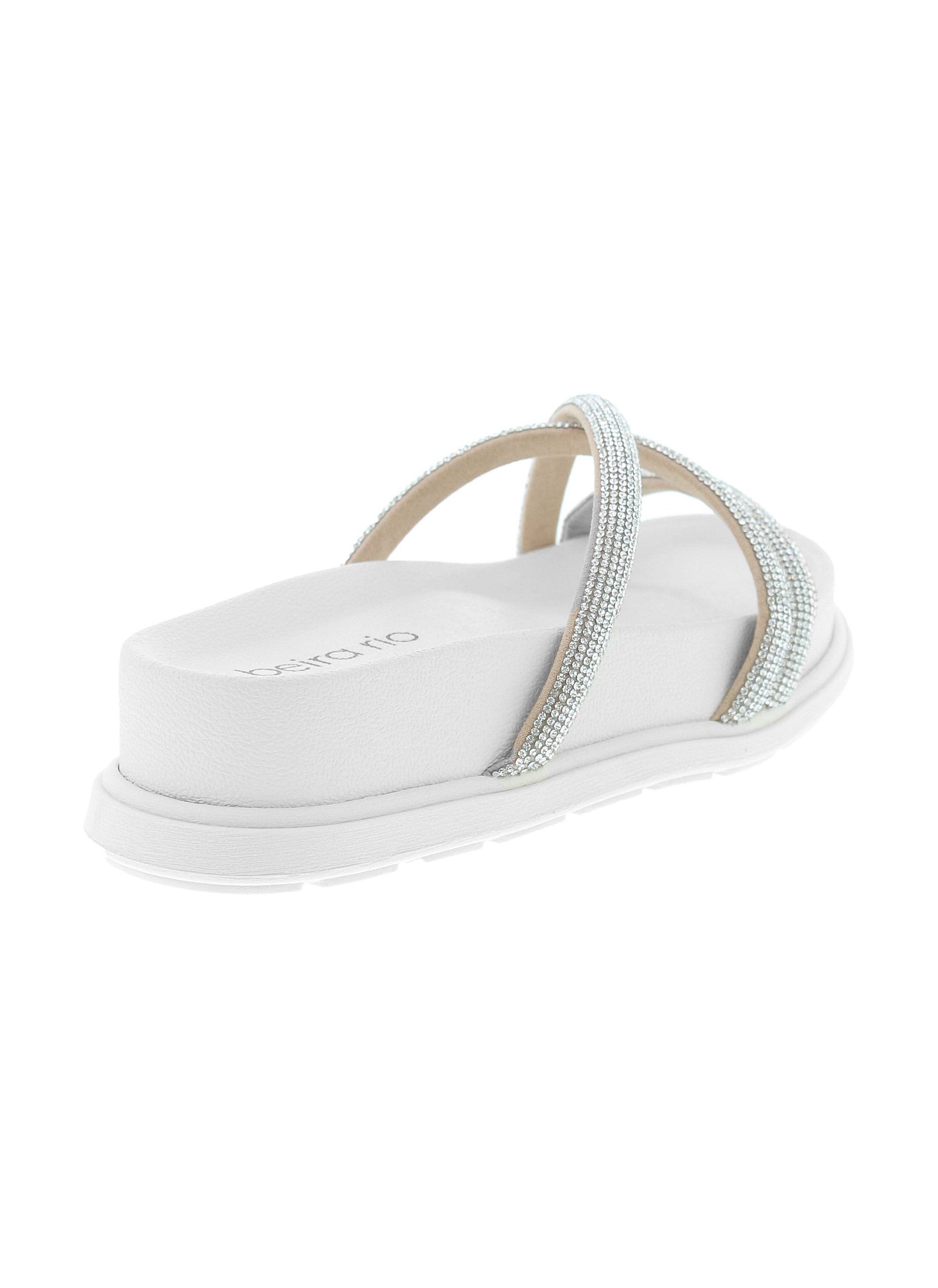 Off-White Rhinestone Flat Sandals