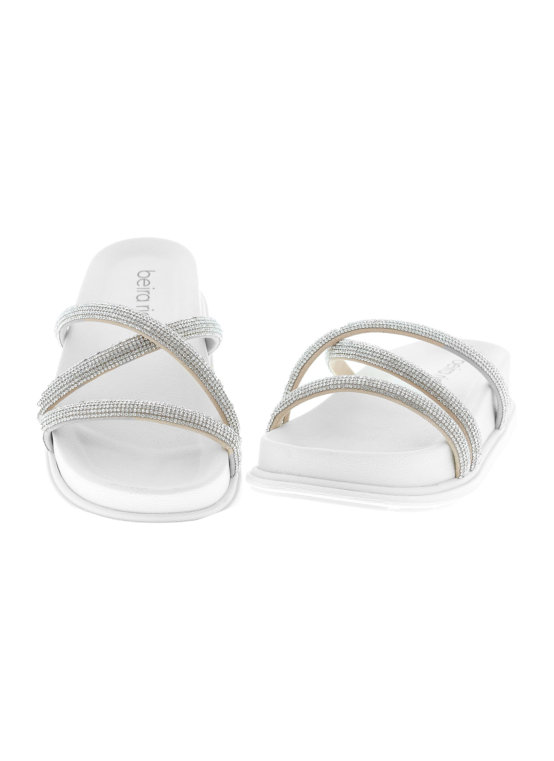 Off-White Rhinestone Flat Sandals