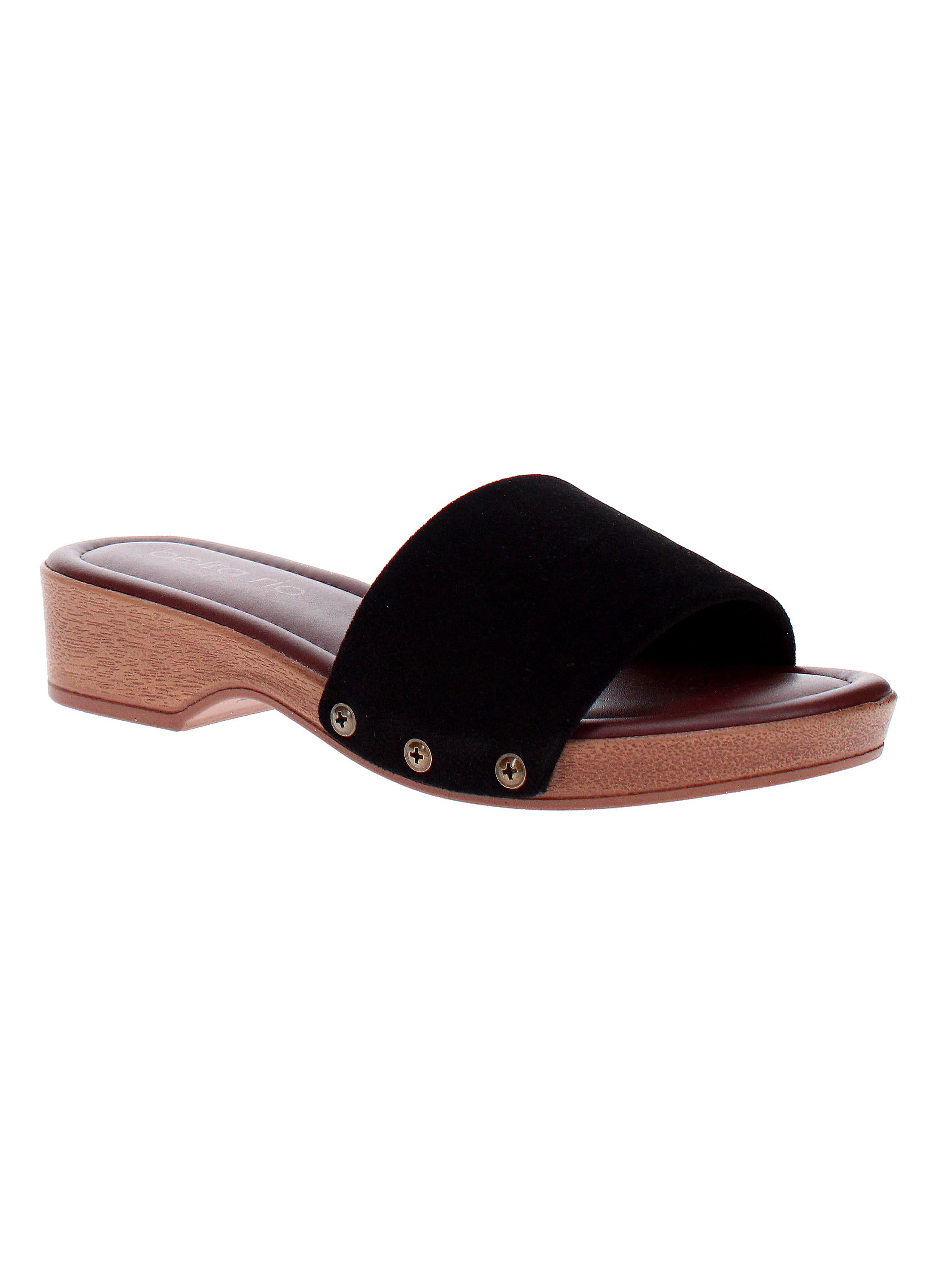 Black Wide Strap Slip-On Sandals