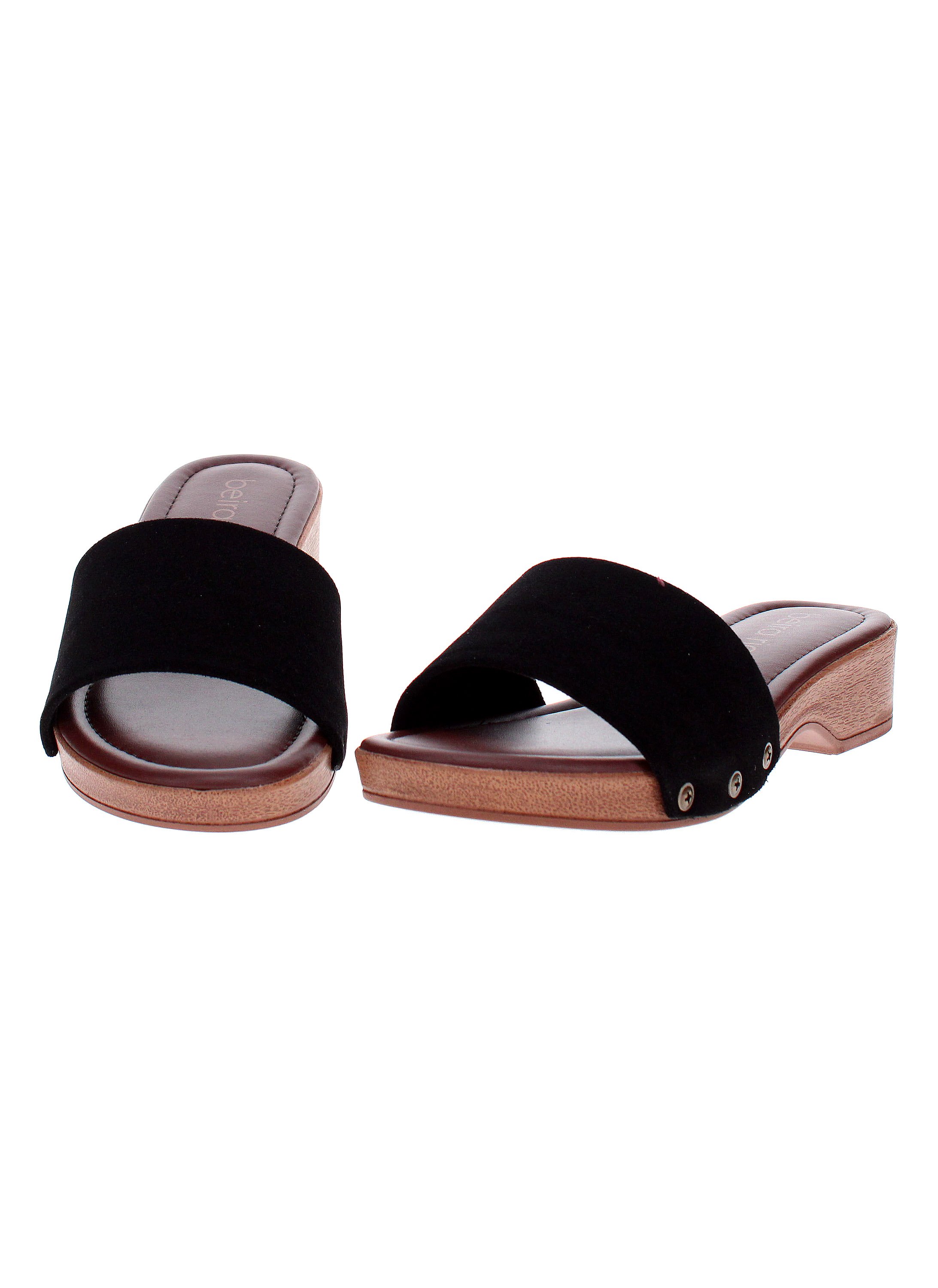 Black Wide Strap Slip-On Sandals