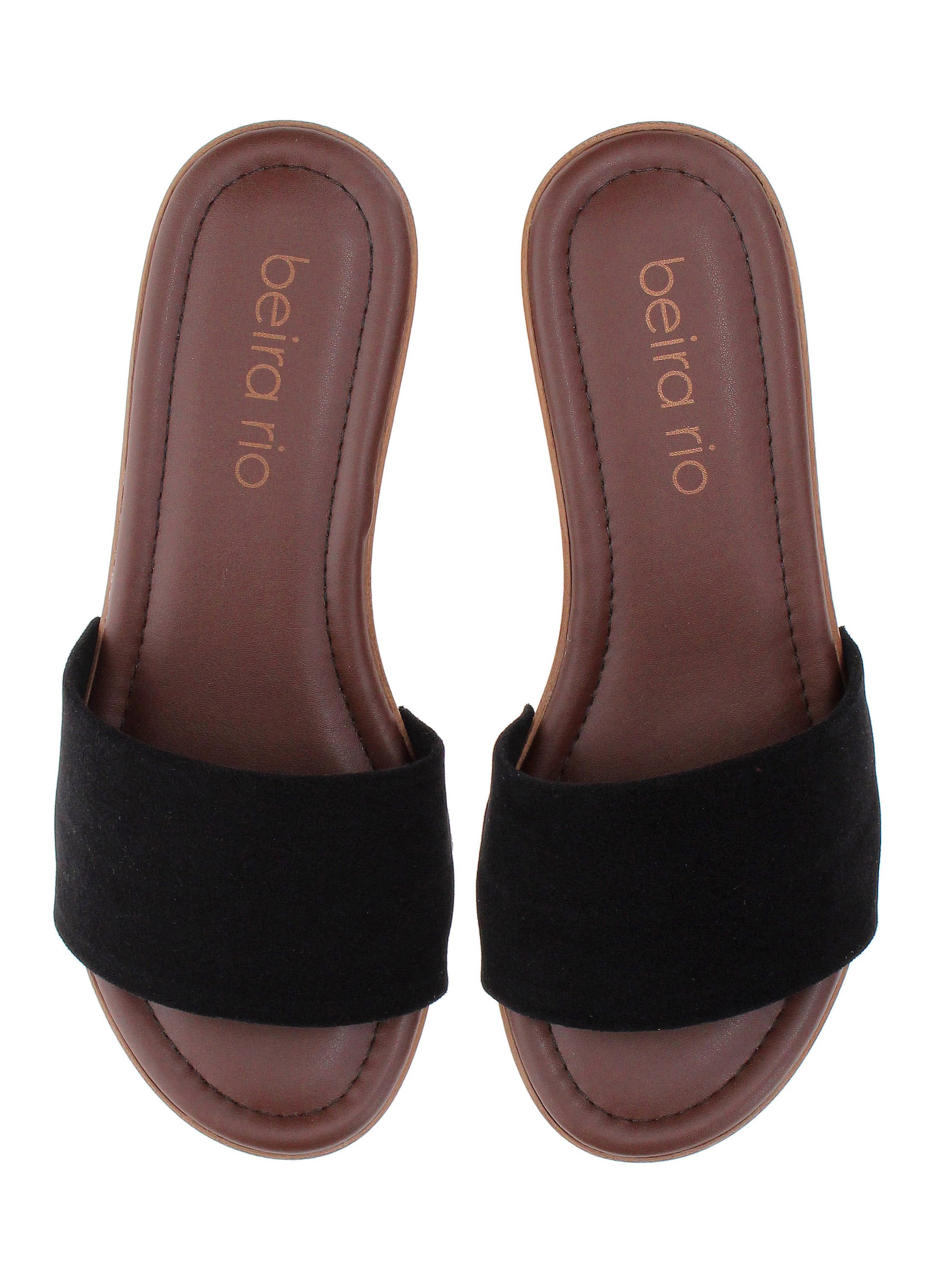 Black Wide Strap Slip-On Sandals