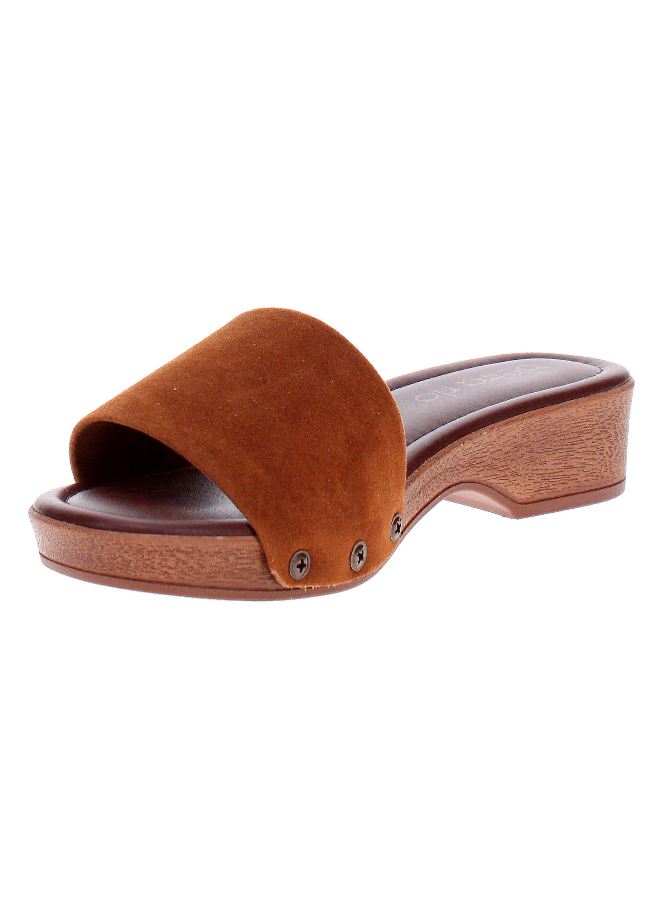 Brown Wide Strap Slip-On Sandals