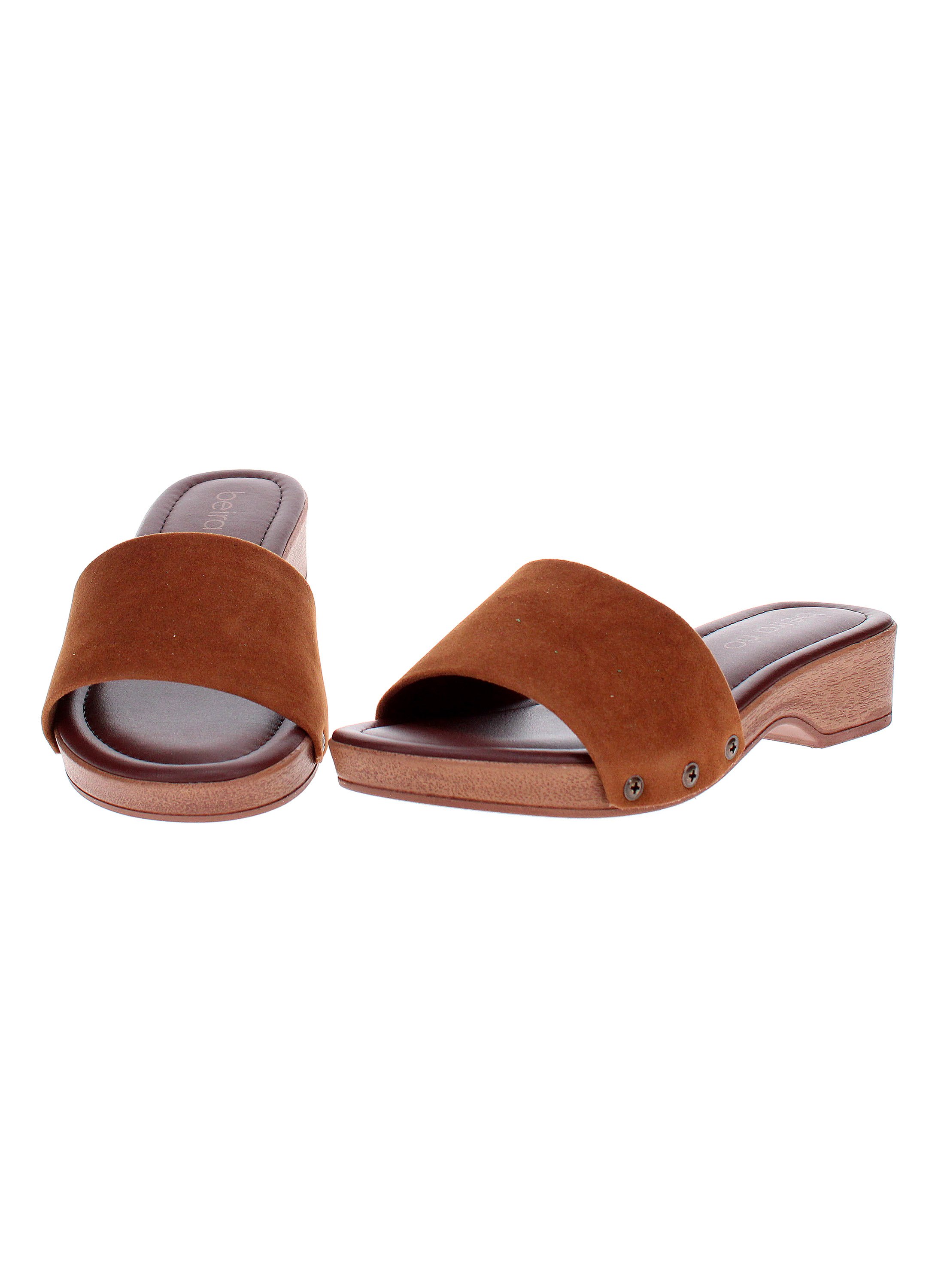 Brown Wide Strap Slip-On Sandals