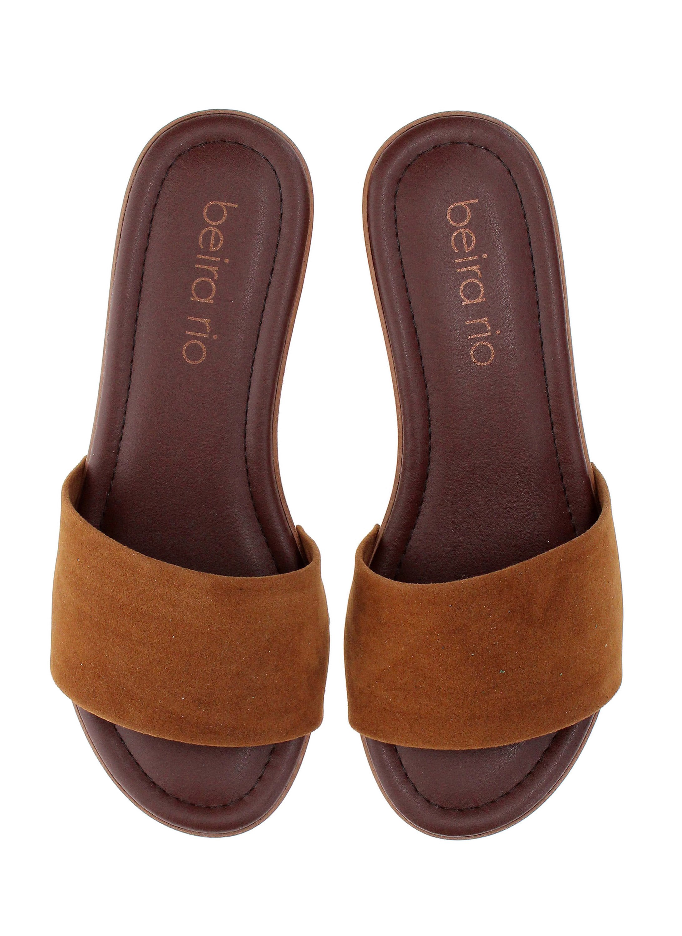 Brown Wide Strap Slip-On Sandals