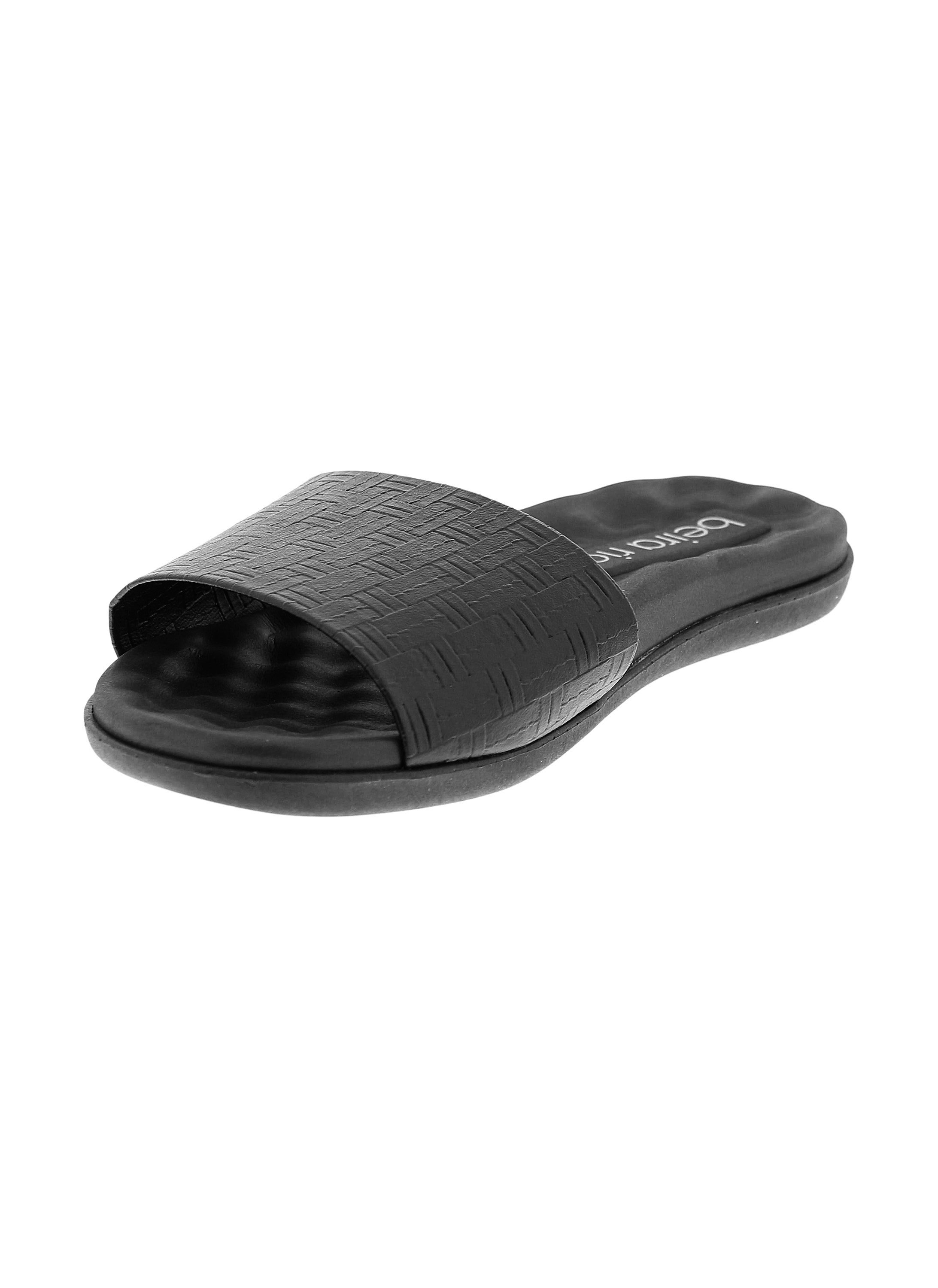 Black Slip On Flat Sandals