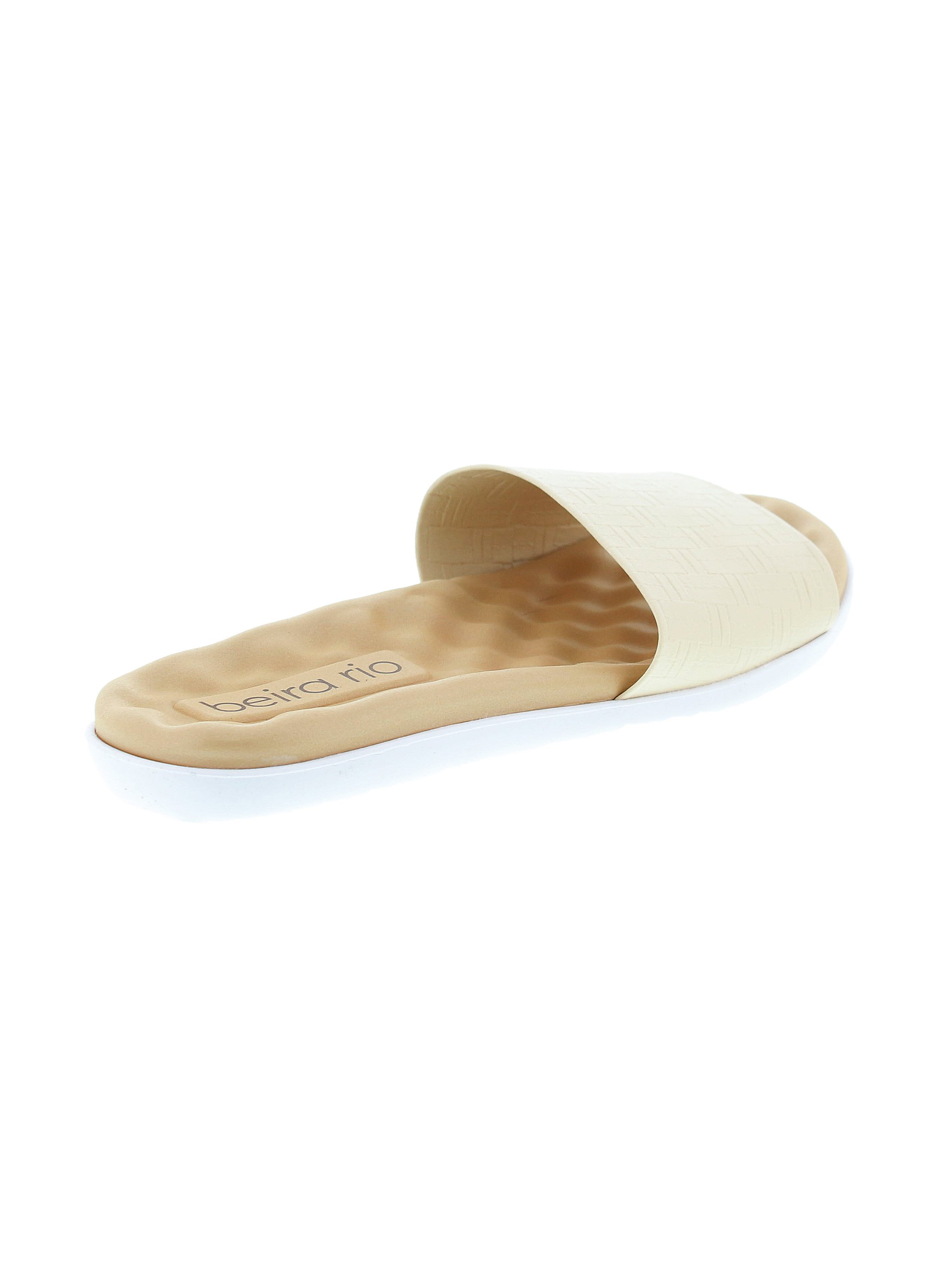 Beige Textured Slip-On Flat Sandals