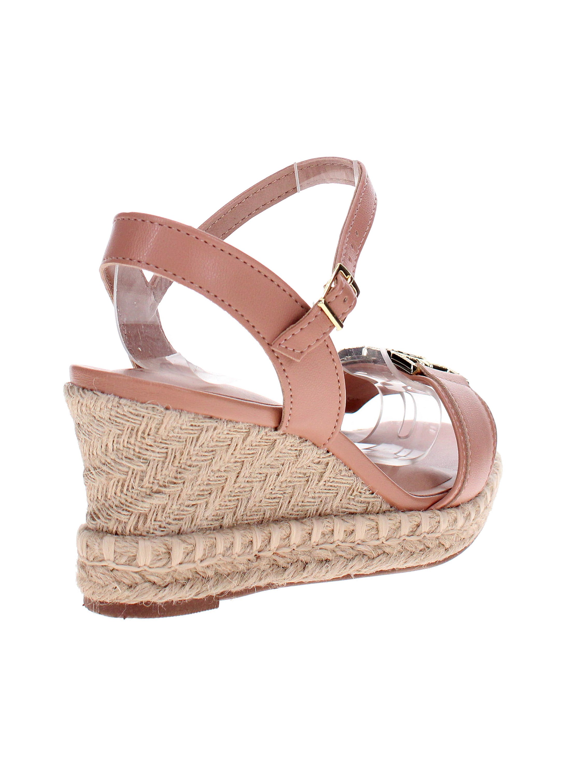 Nude Metal Accent Espadrille Wedge Sandals