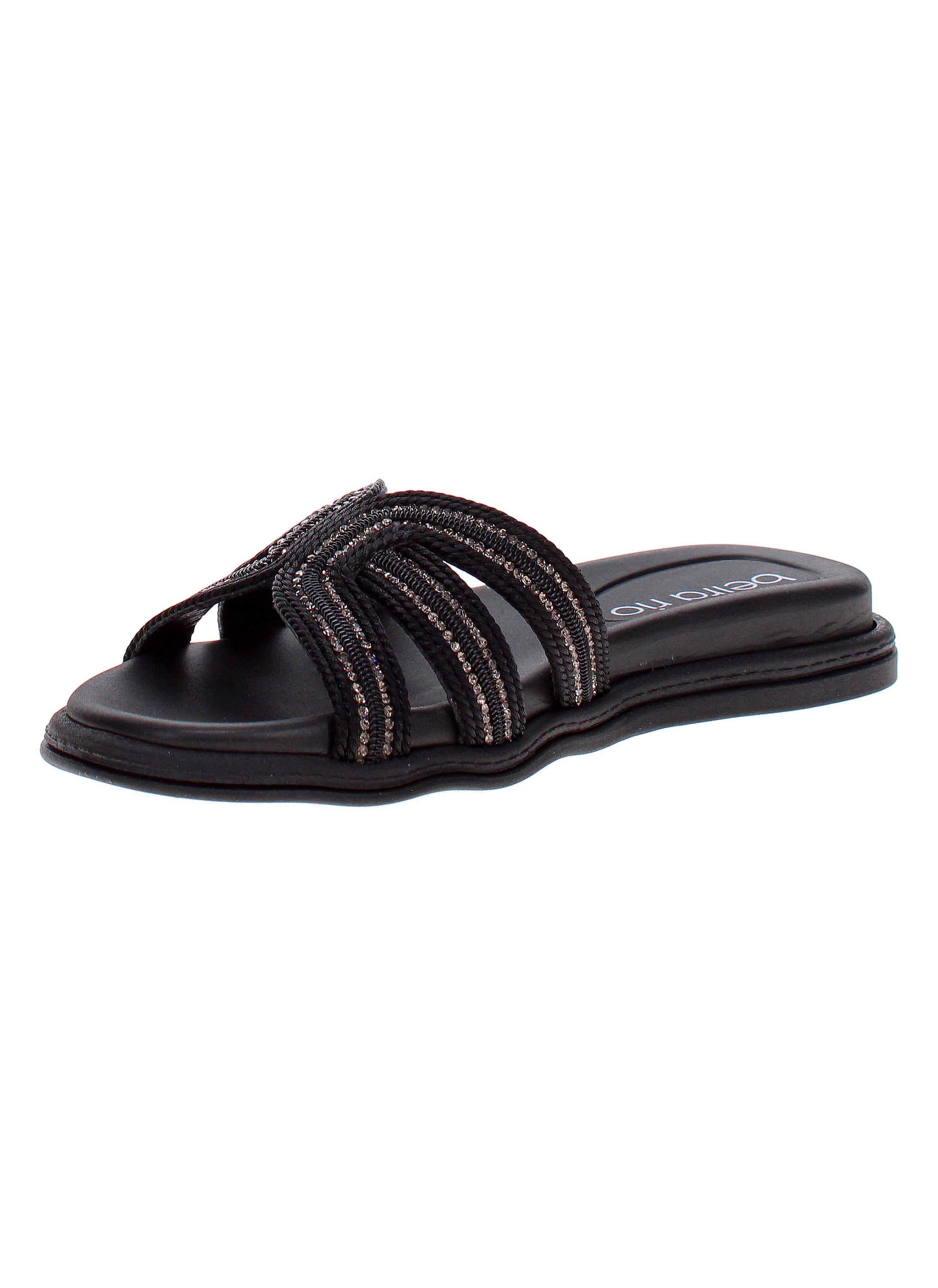 Black Embellished Slip-On Sandals