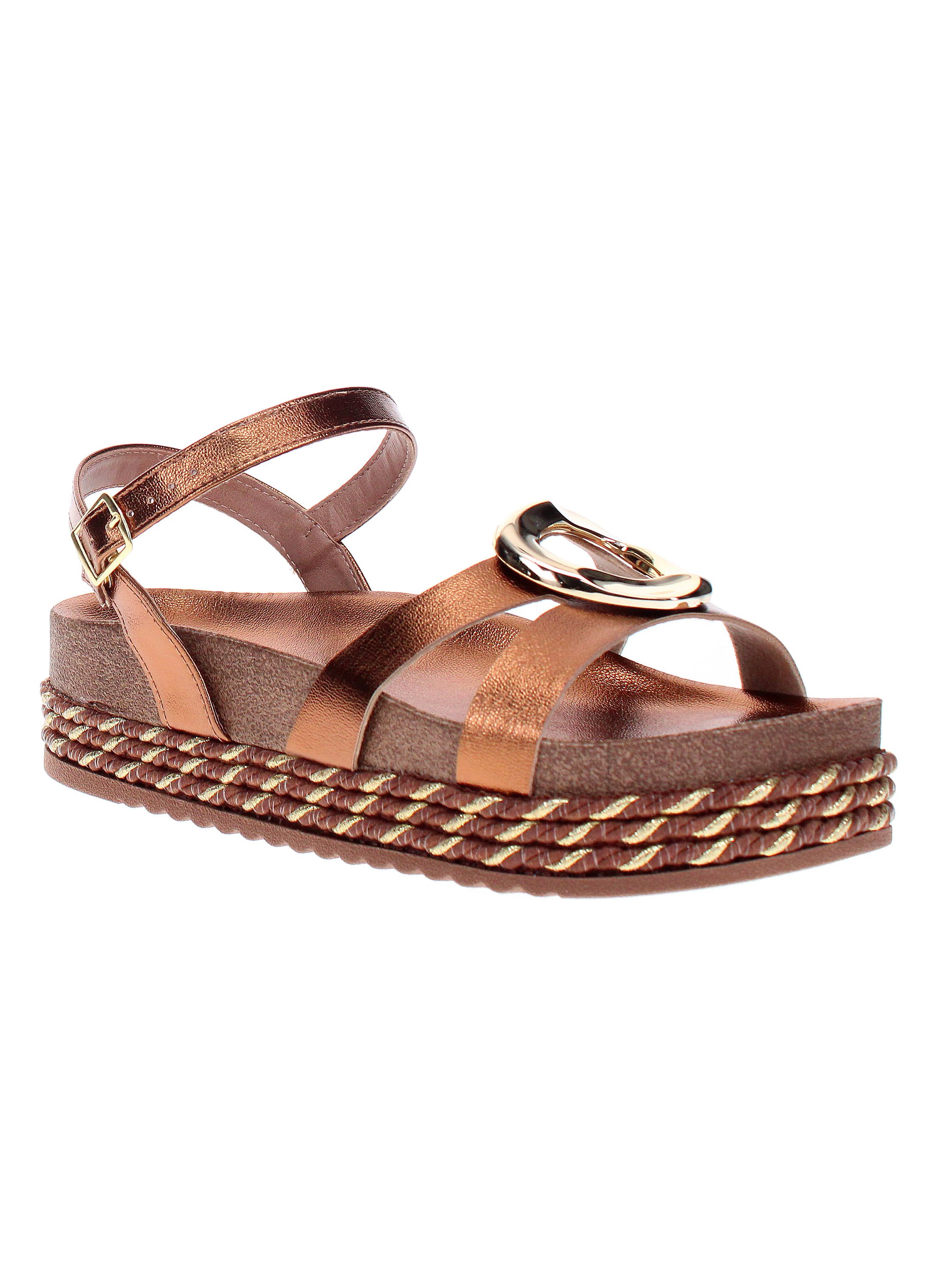 Bronze Metallic Flatform Sandals