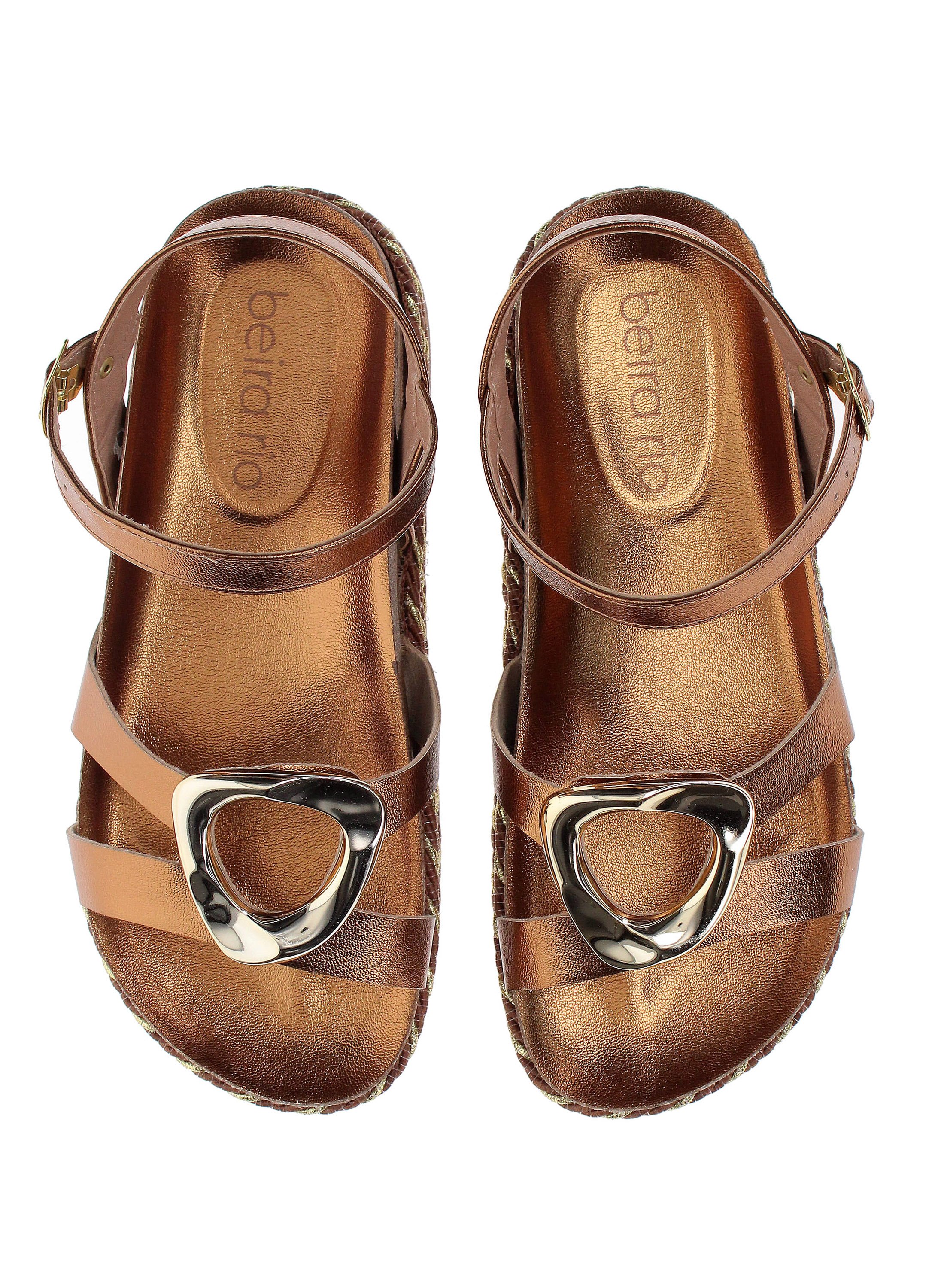 Bronze Metallic Flatform Sandals