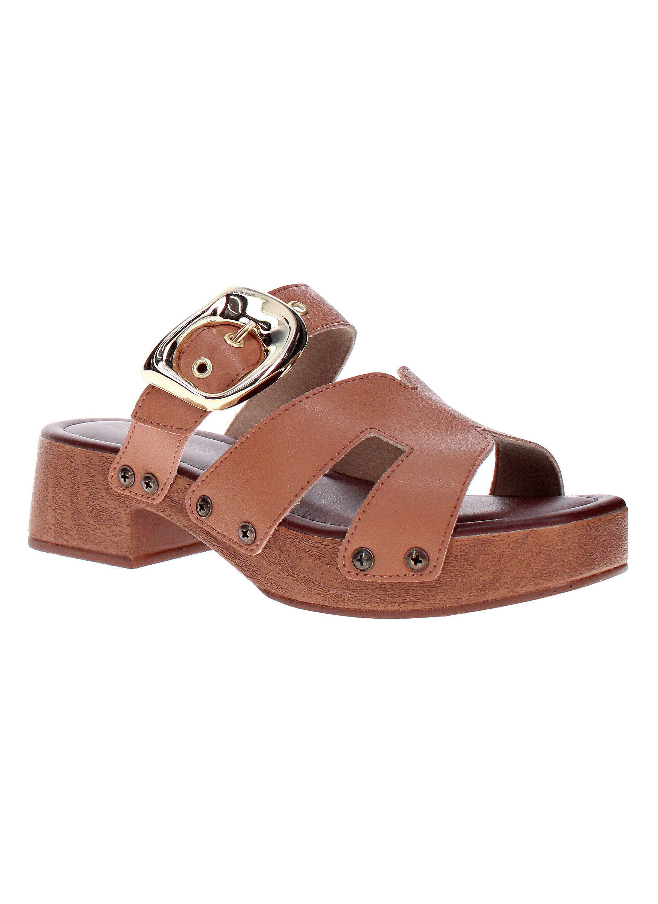 Brown Buckle Strap Sandals