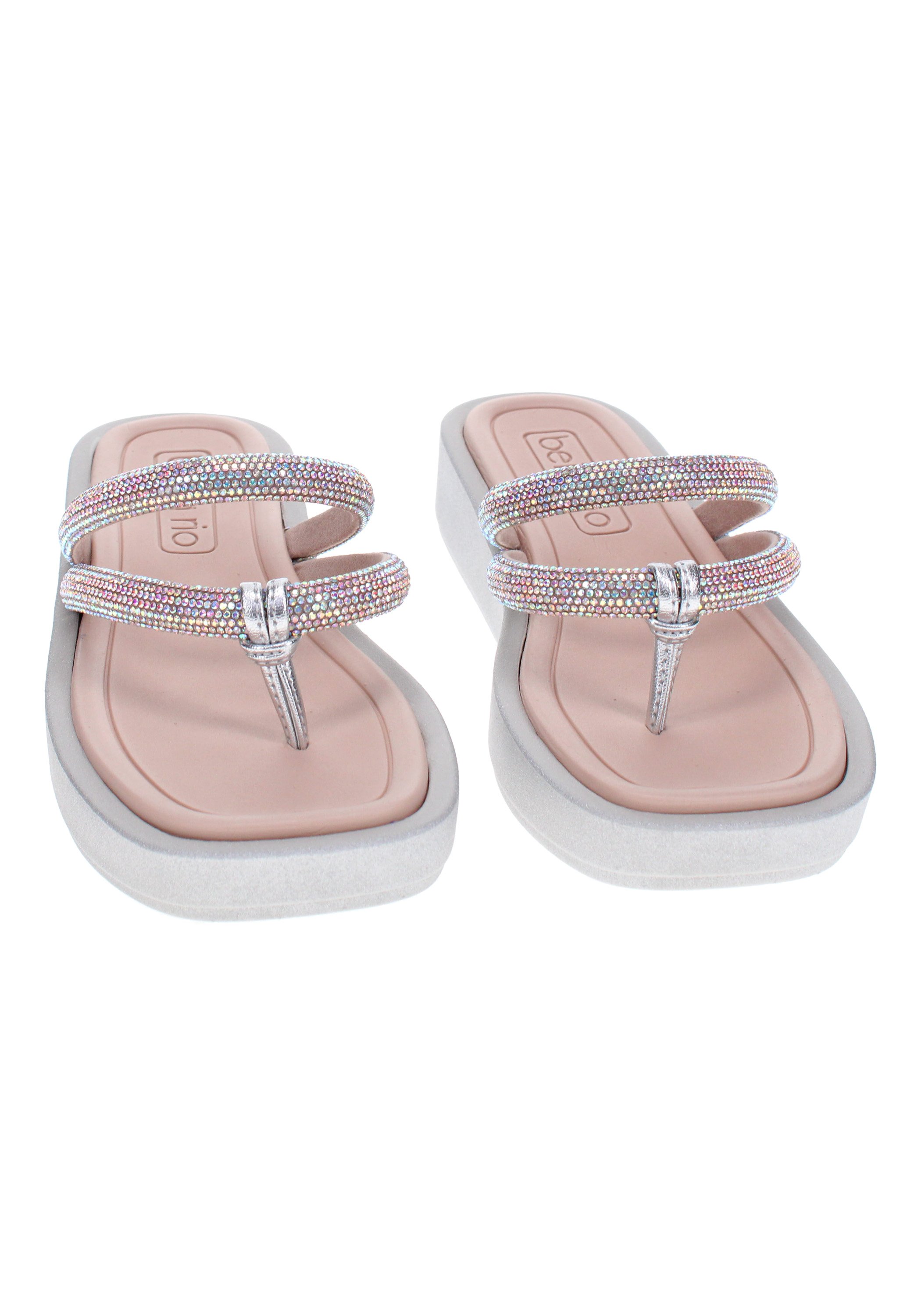Silver Embellished Thong Sandals