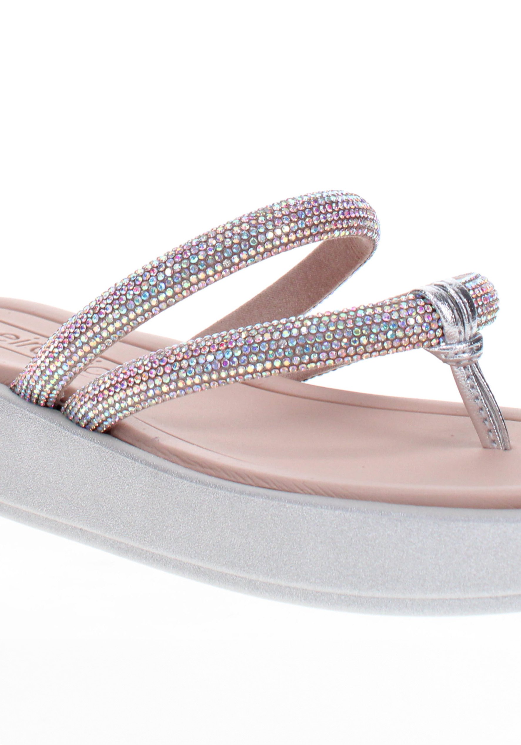 Silver Embellished Thong Sandals