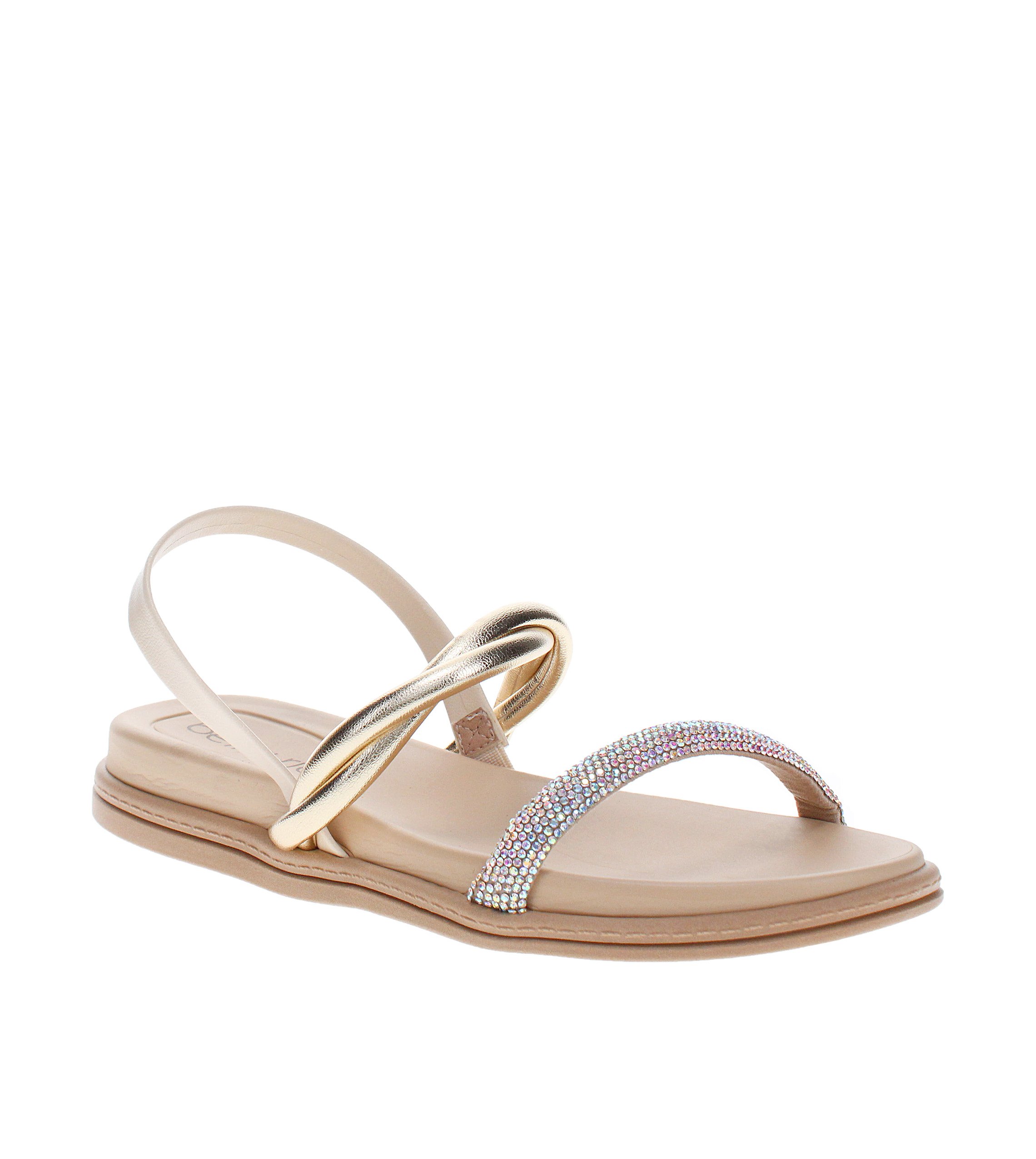 Cream Embellished Flat Sandals