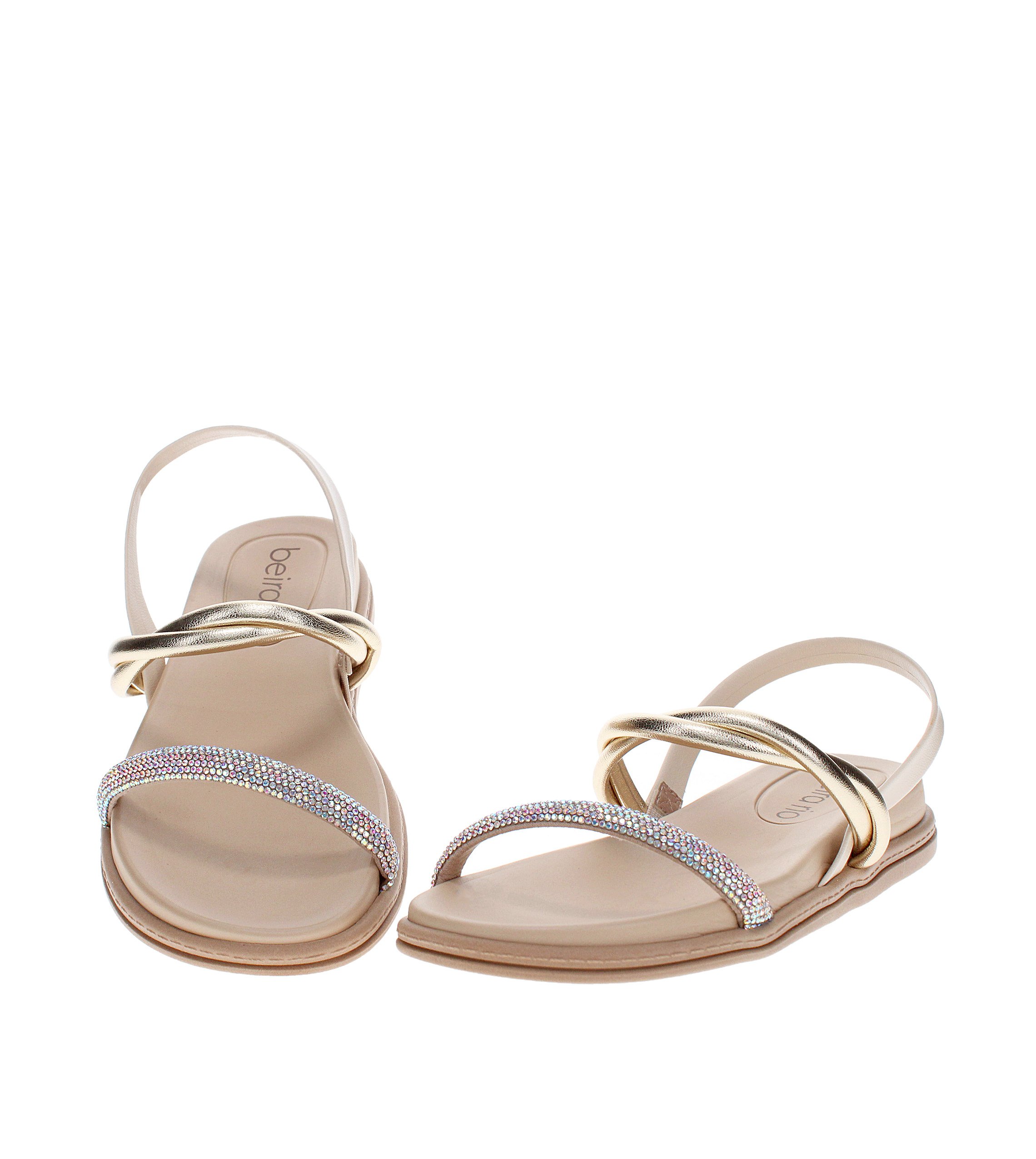 Cream Embellished Flat Sandals