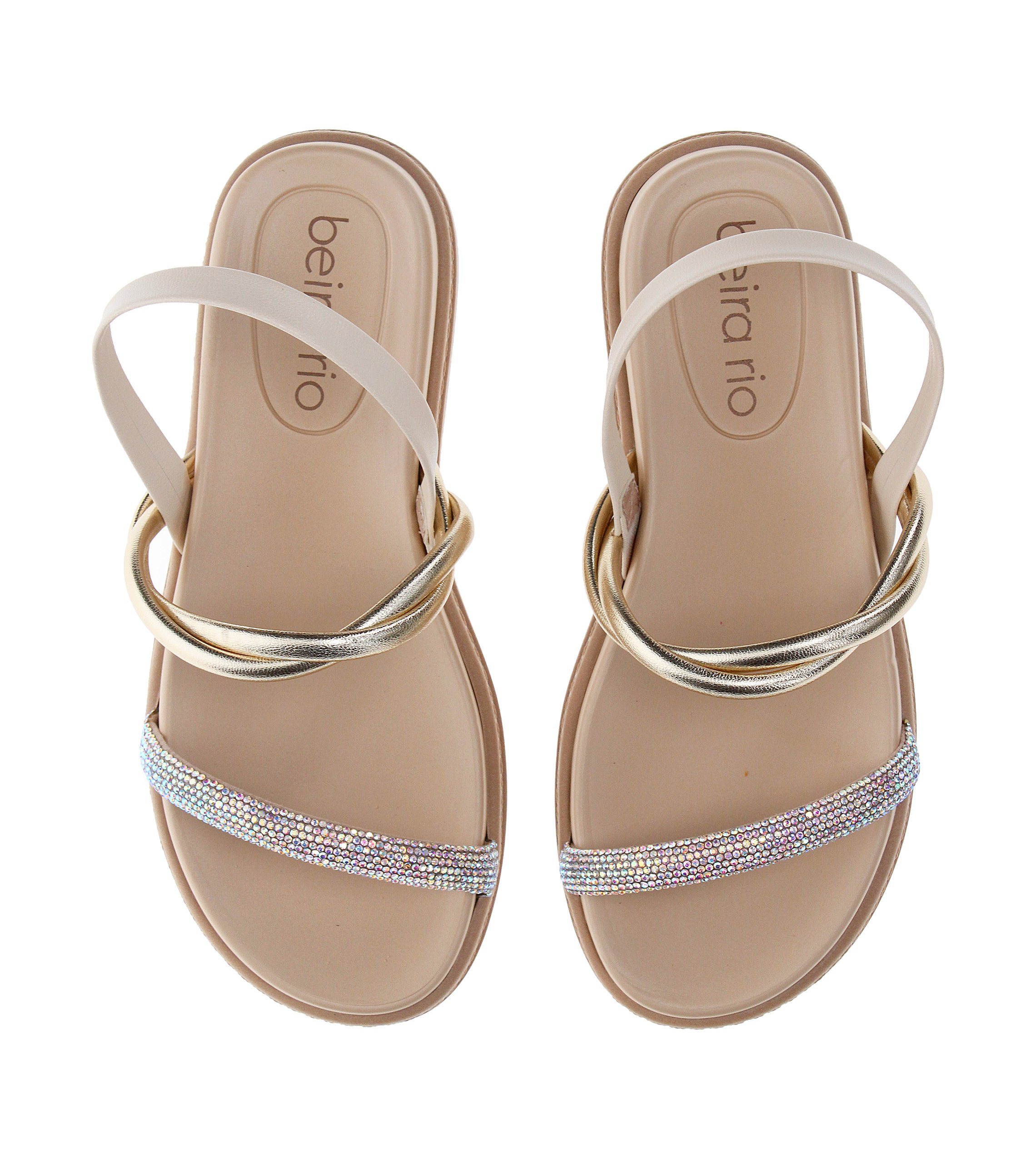 Cream Embellished Flat Sandals