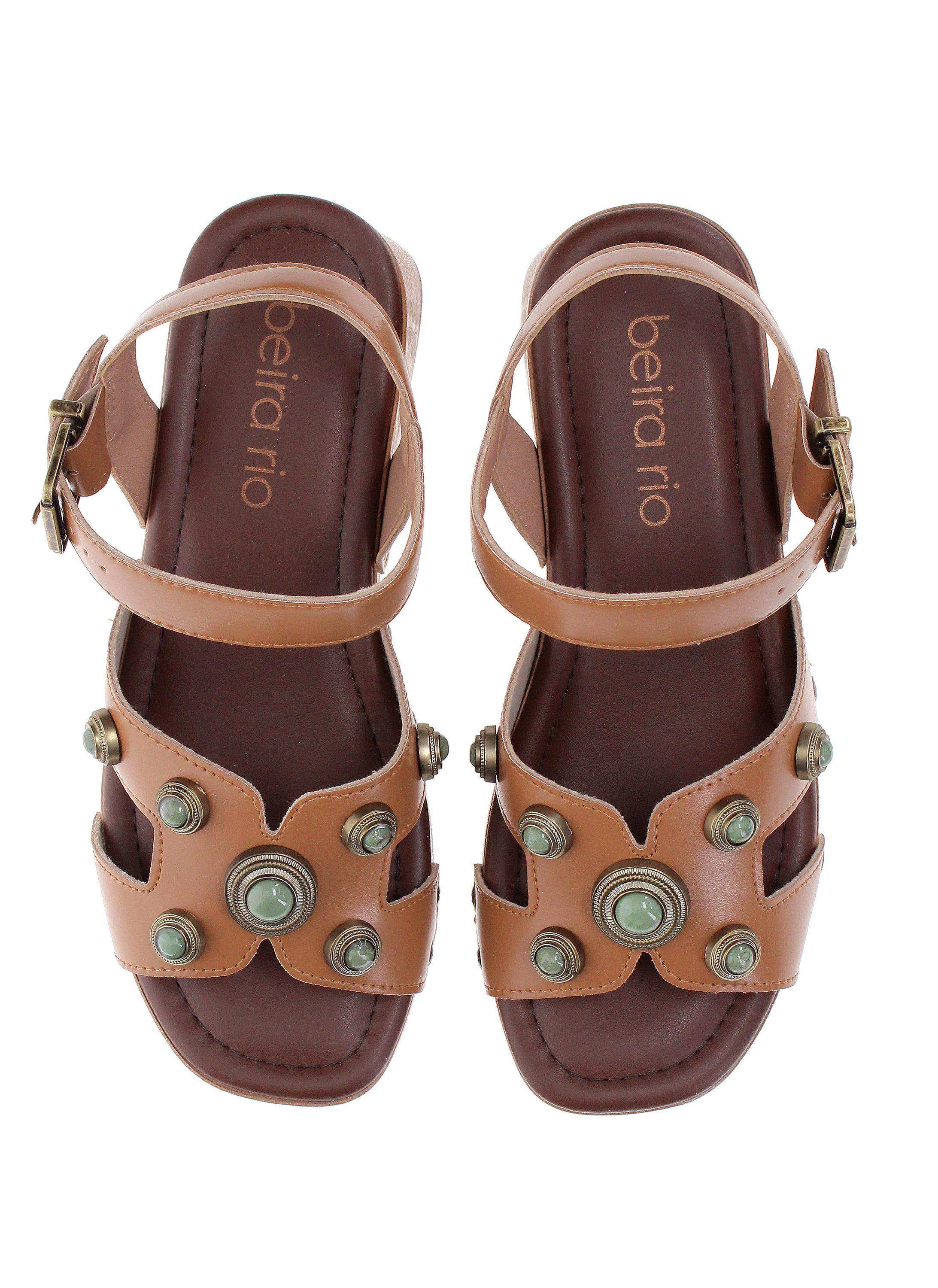 Brown Studded Sandals with Buckle Strap