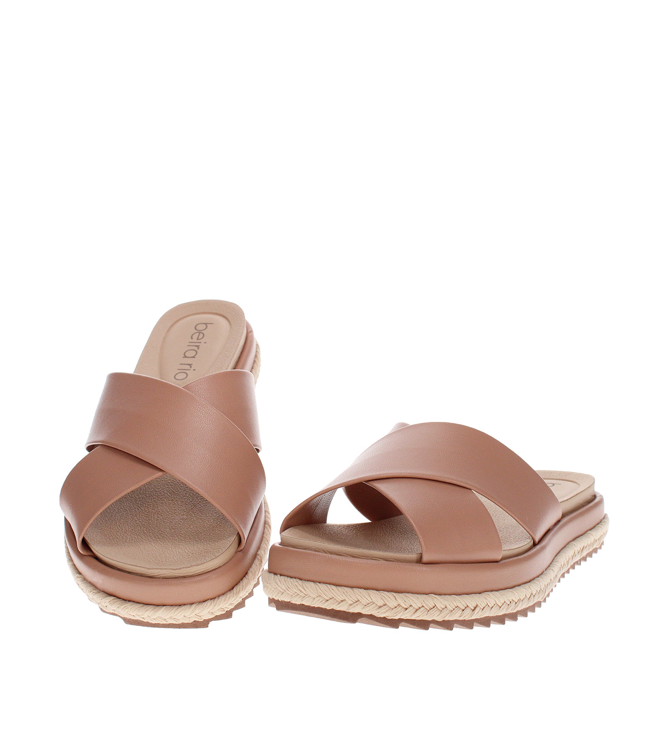 Nude Cross Strap Flat Sandals