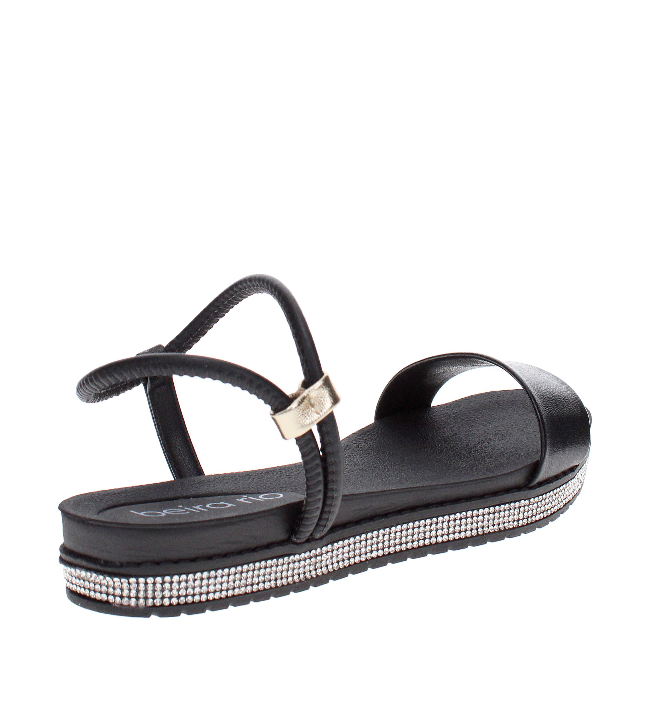 Black Bejeweled Ankle Strap Sandals