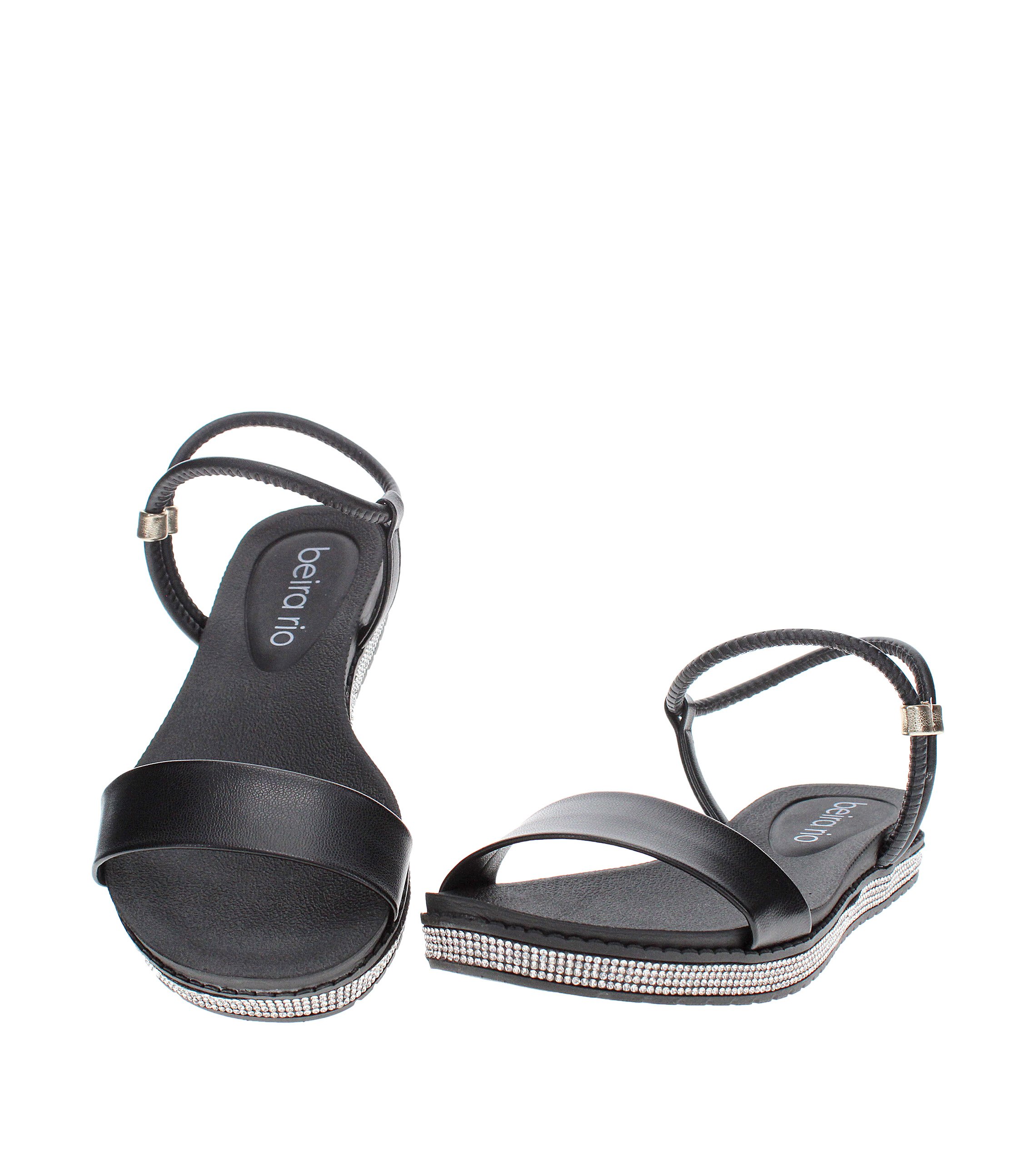 Black Bejeweled Ankle Strap Sandals