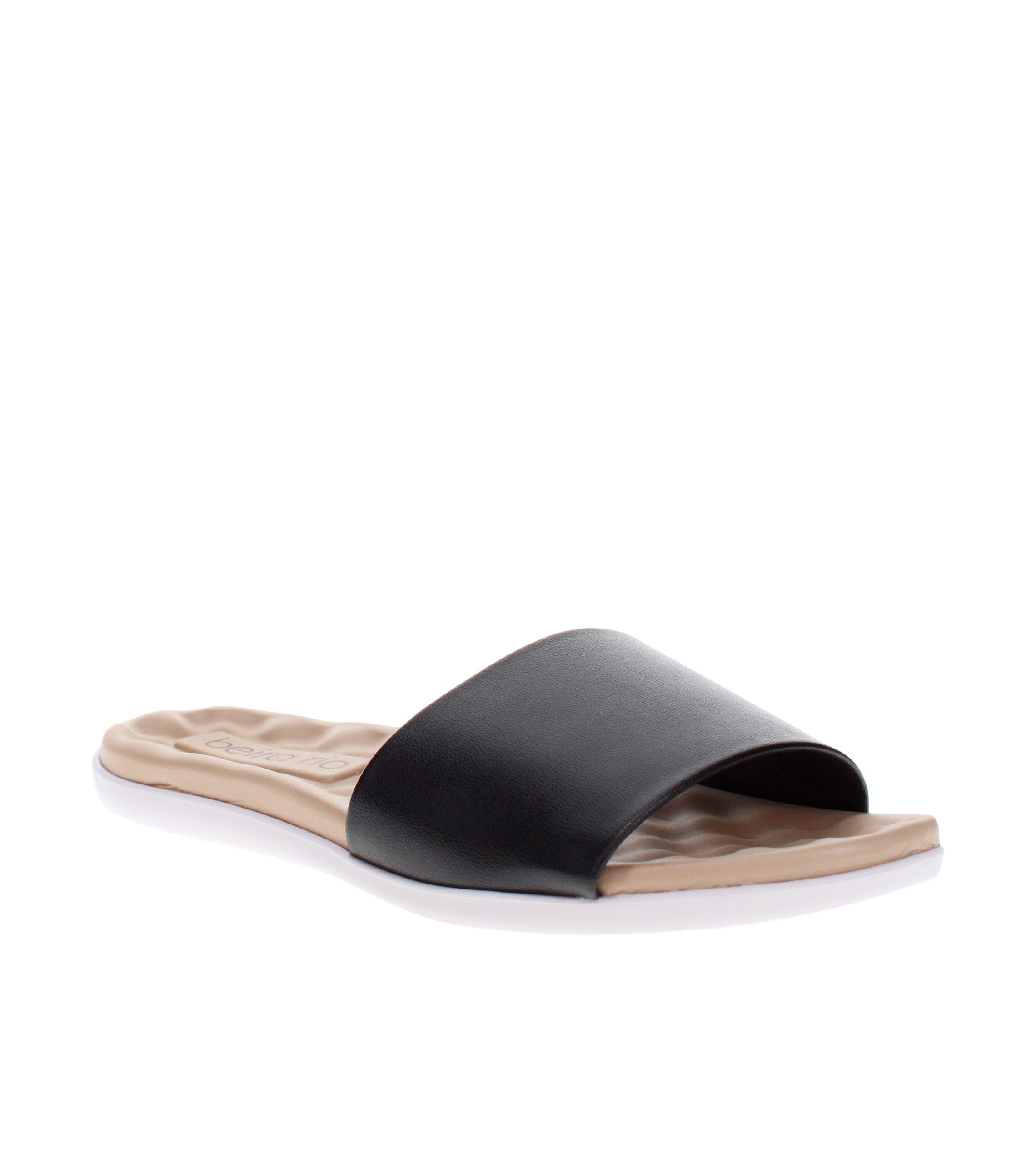 Black Slip On Flat Sandals